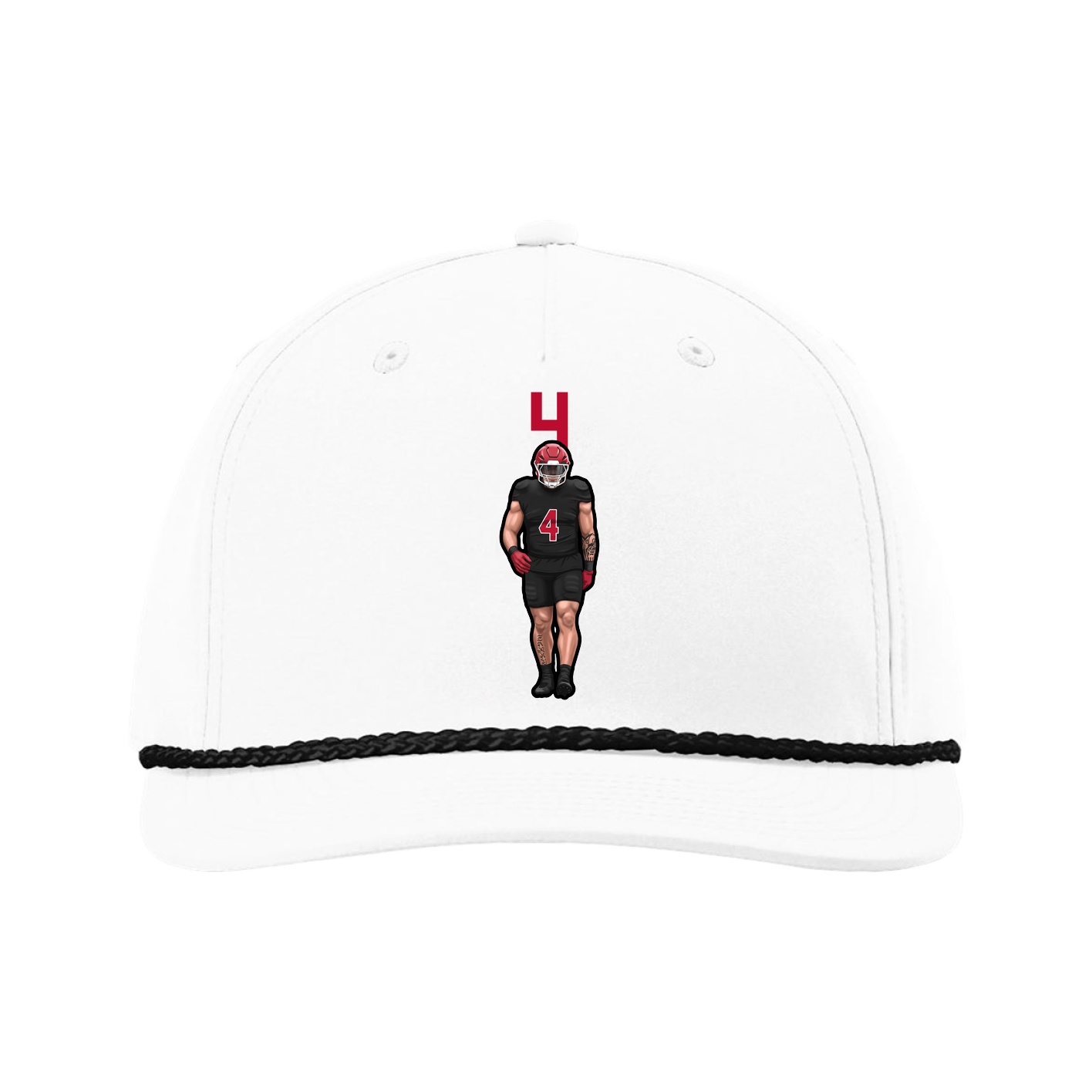 Five-Panel Classic Rope Cap — Number Top in White