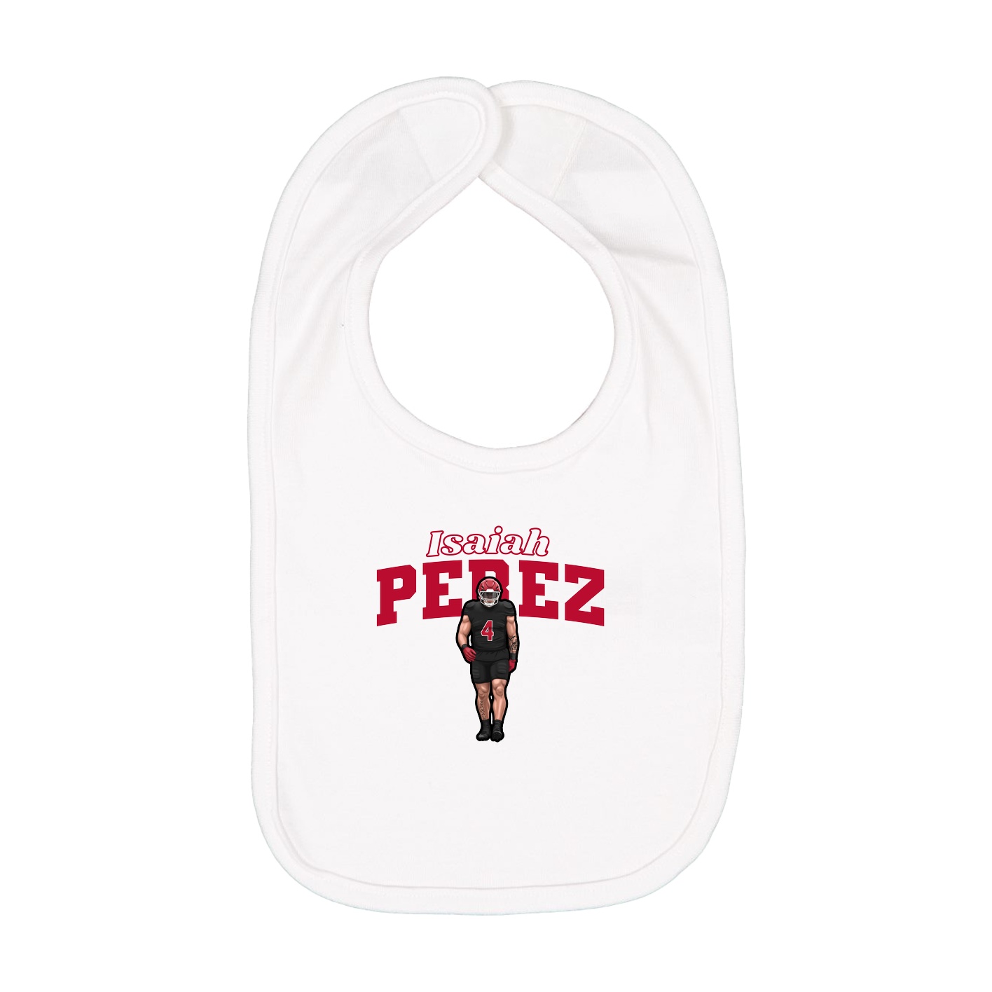 Infant Bib — Name Arch in White