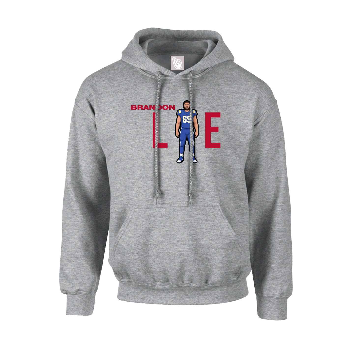Hoodie — Player Name in Grey