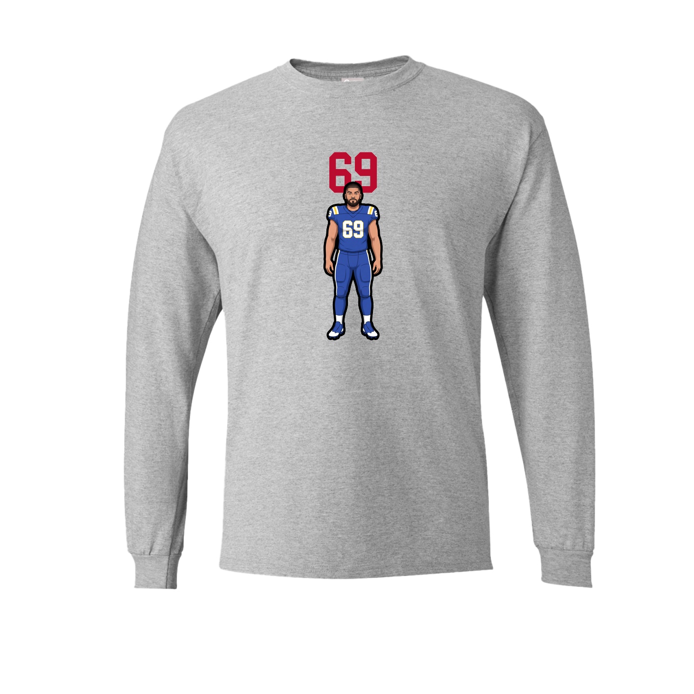 Long Sleeve Tee — Number Top in Grey