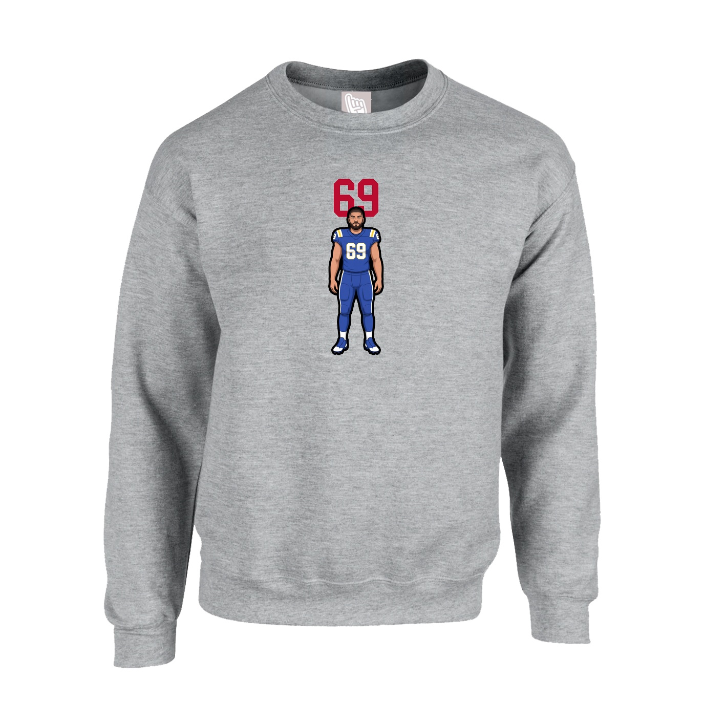 Fleece Crew — Number Top in Grey