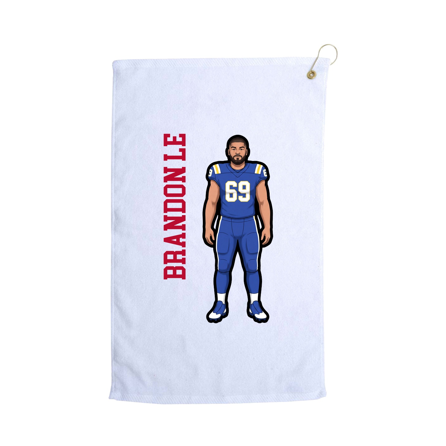 Golf Towel — Name Vertical in White