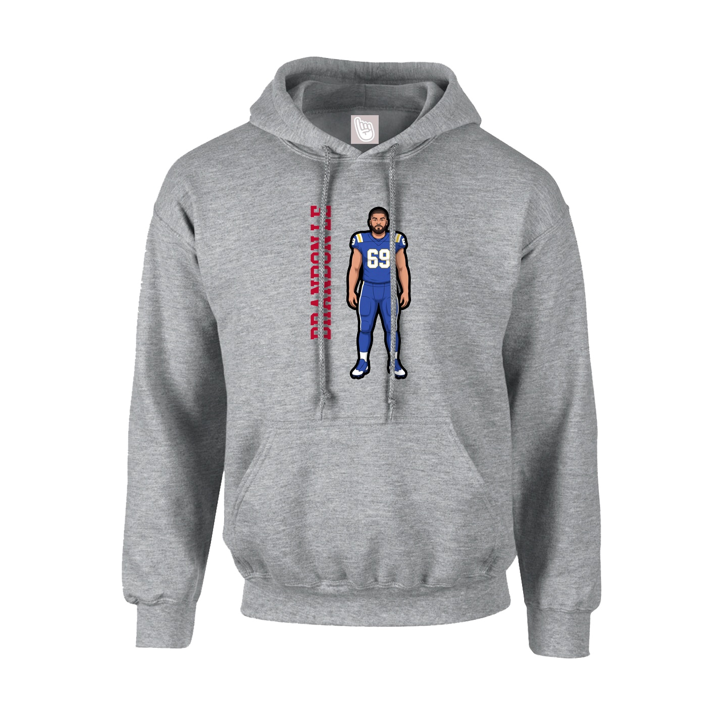 Youth Hoodie — Name Vertical in Grey