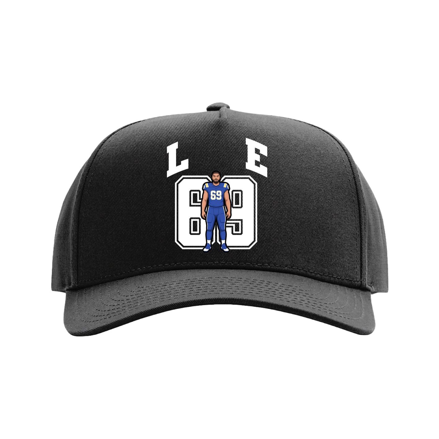 Full Fabric Five-Panel Champ Cap — Number in Black