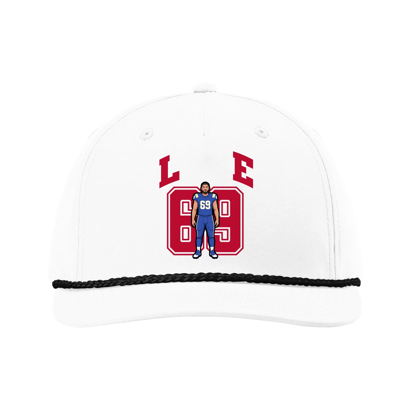 Five-Panel Classic Rope Cap — Number in White