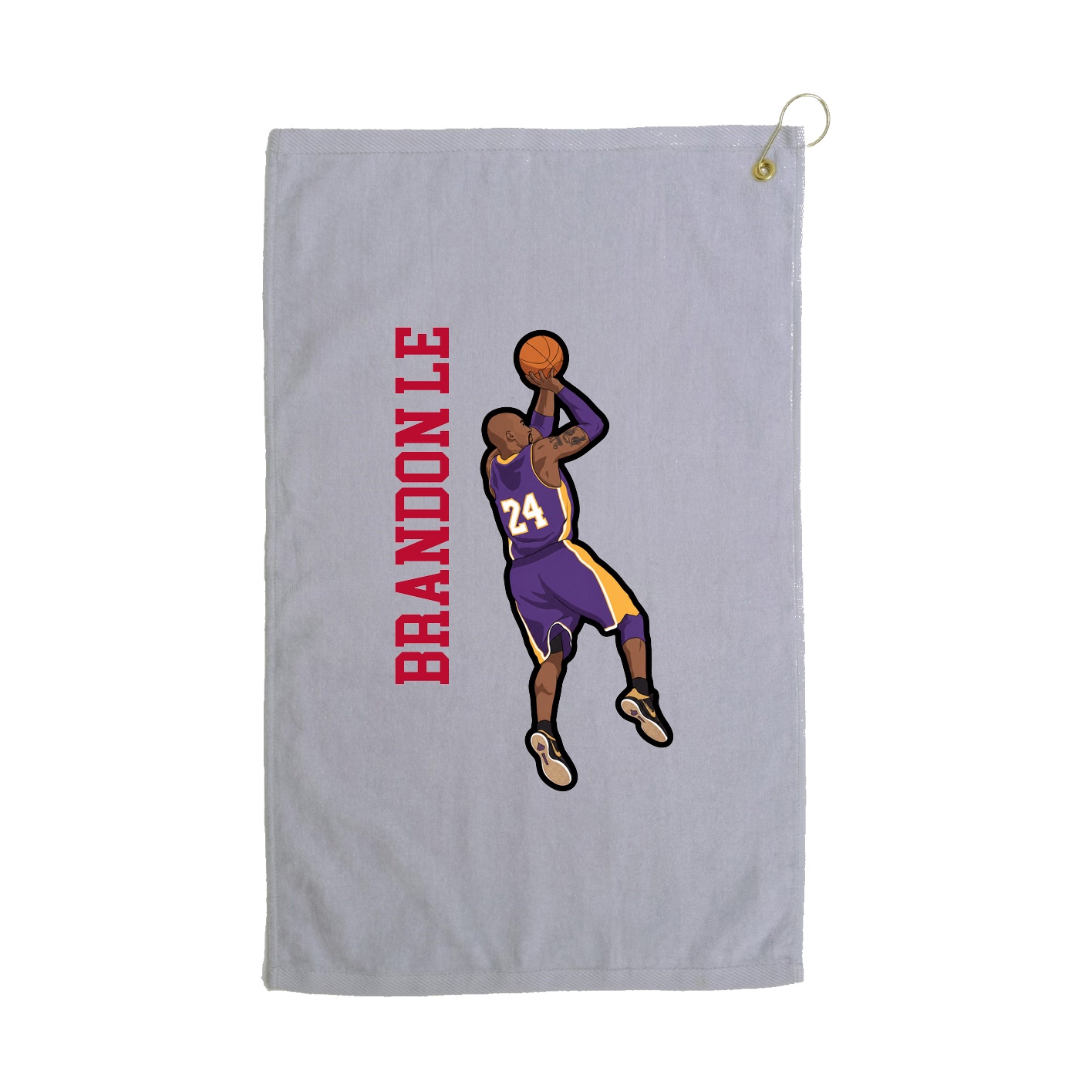 Golf Towel — Name Vertical in Grey