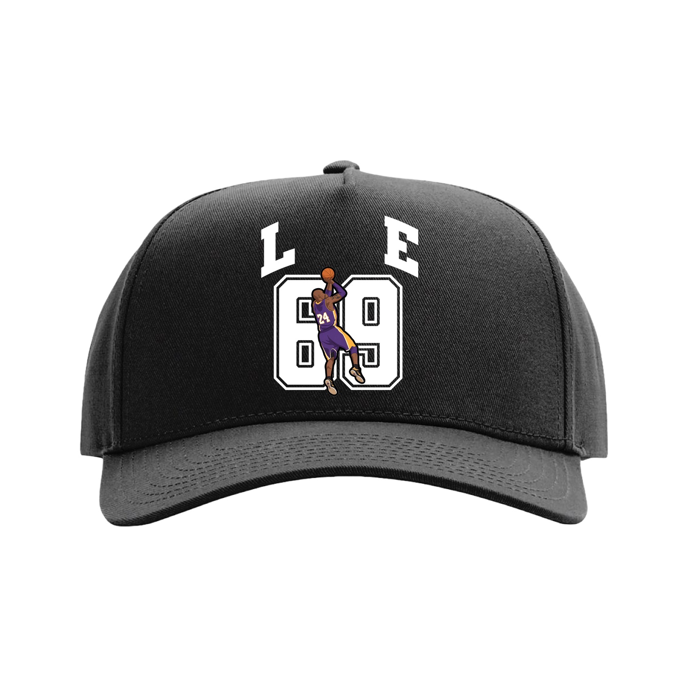 Full Fabric Five-Panel Champ Cap — Number in Black