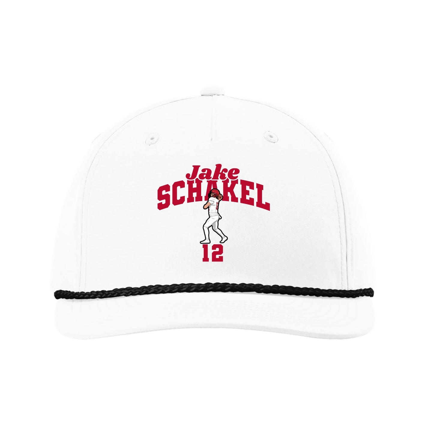 Five-Panel Classic Rope Cap — Signature Arch in White