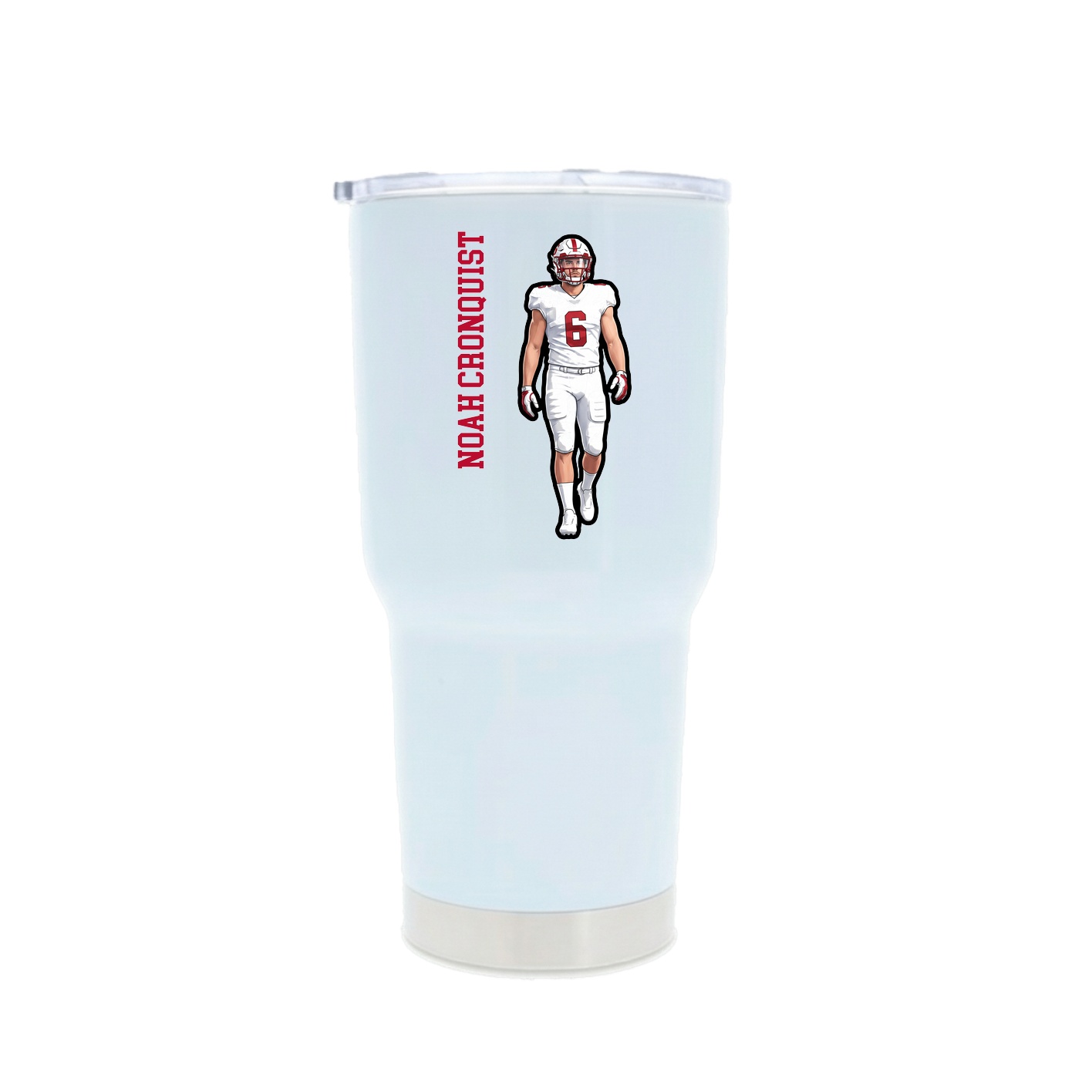 30oz Stainless Steel Tumbler — Name Vertical in White