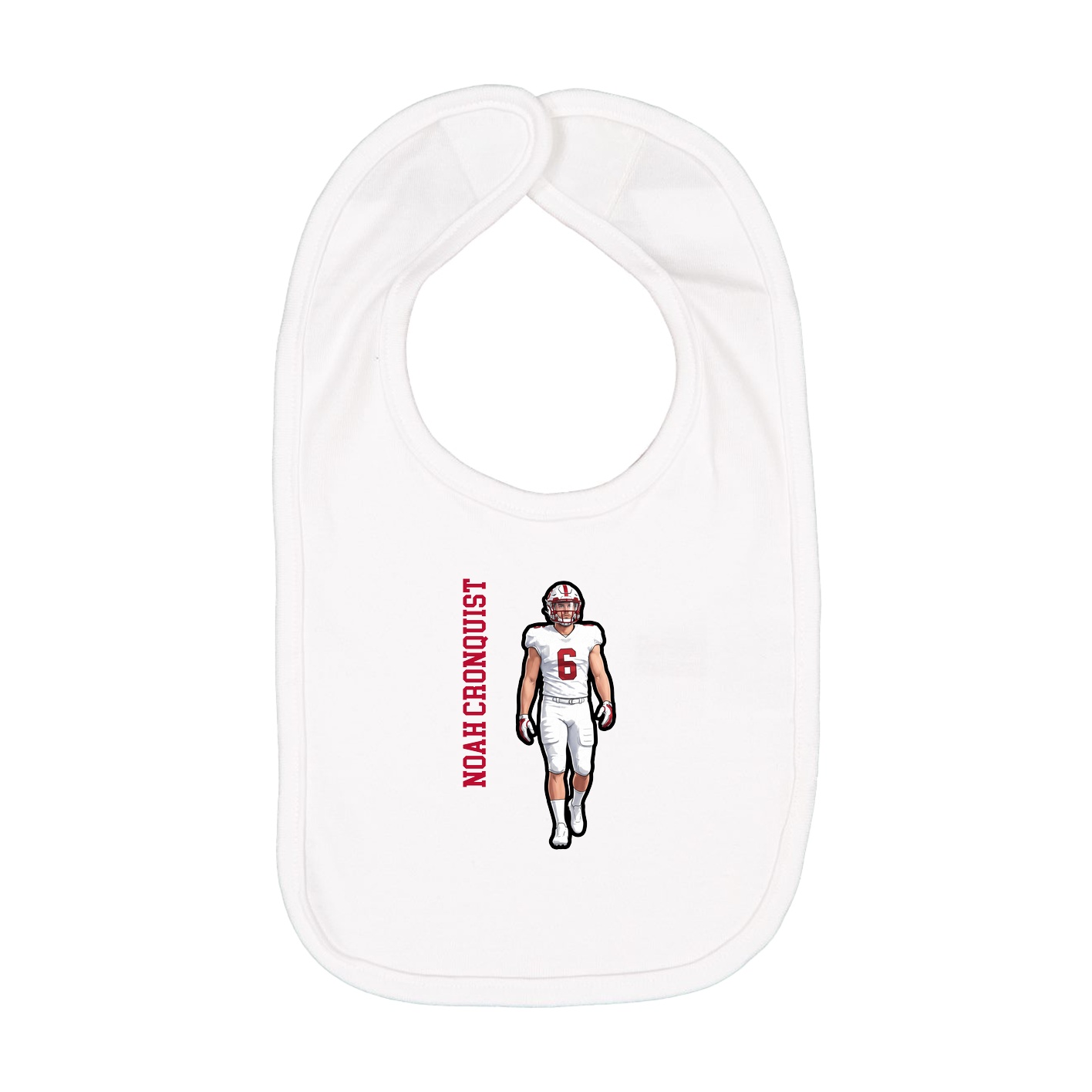 Infant Bib — Name Vertical in White