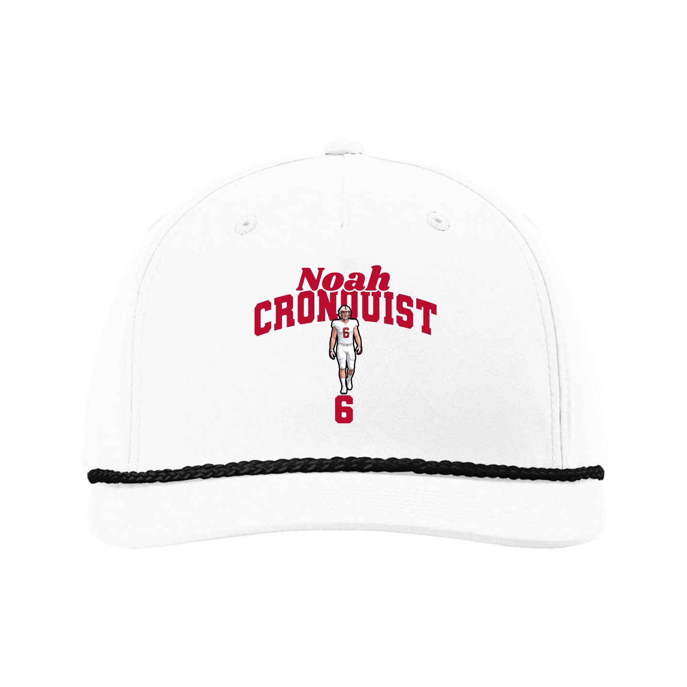 Five-Panel Classic Rope Cap — Signature Arch in White