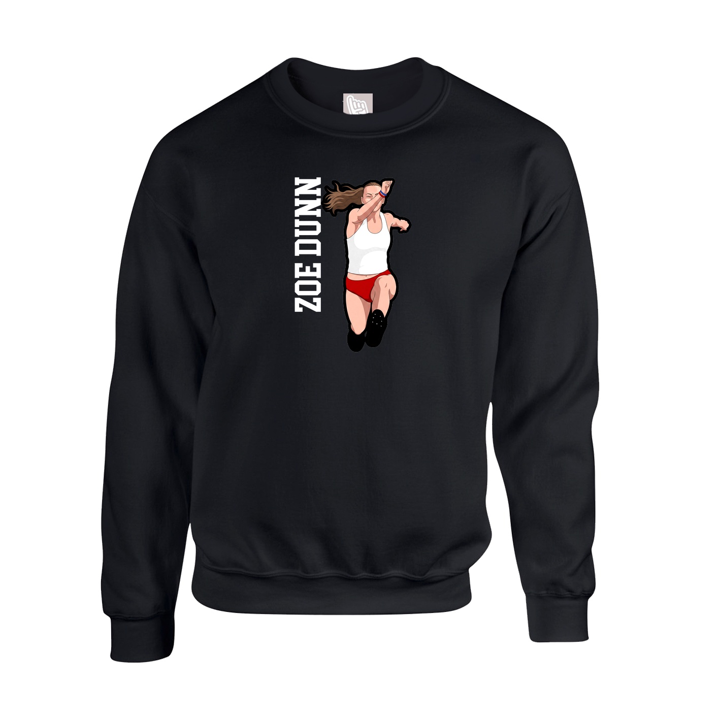 Fleece Crew — Name Vertical in Black