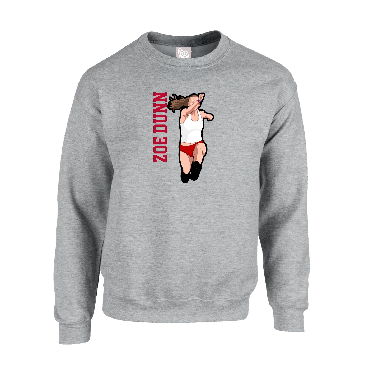 Fleece Crew — Name Vertical in Grey