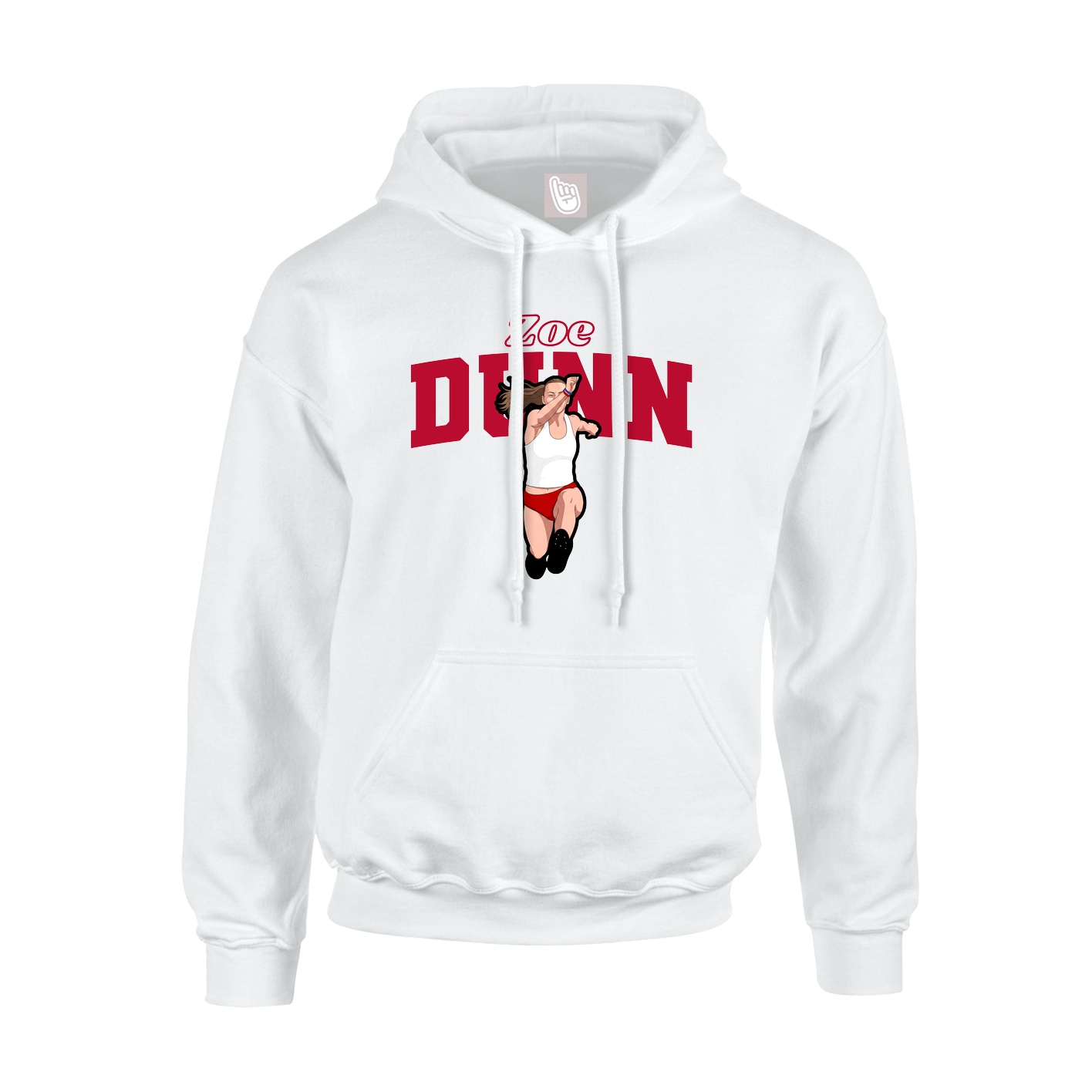 Youth Hoodie — Name Arch in White
