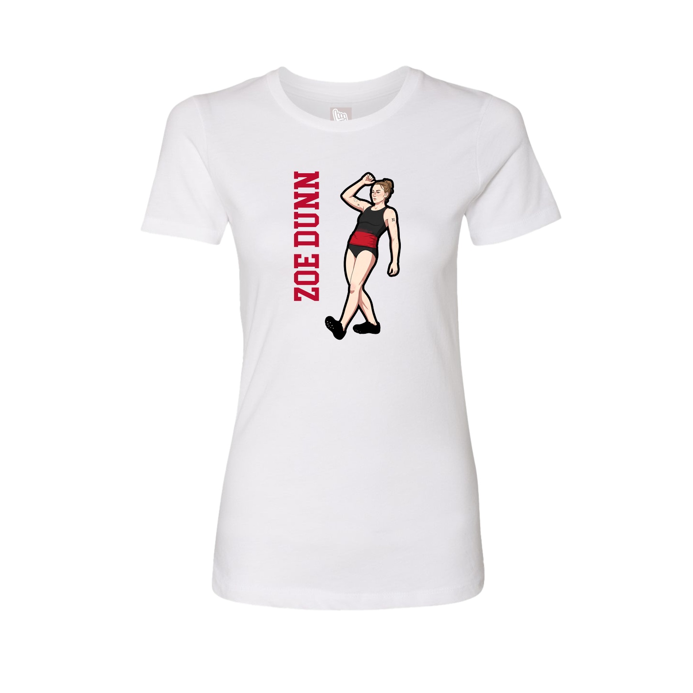 Womens Tee — Name Vertical in White