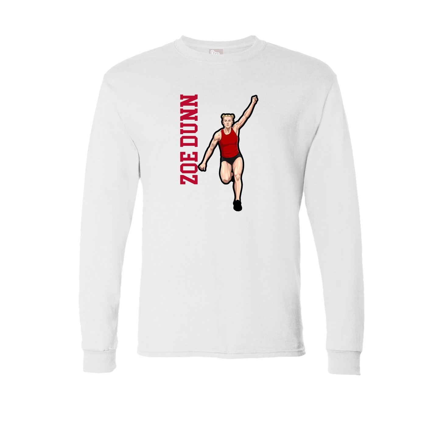 Long Sleeve Tee — Name Vertical in White