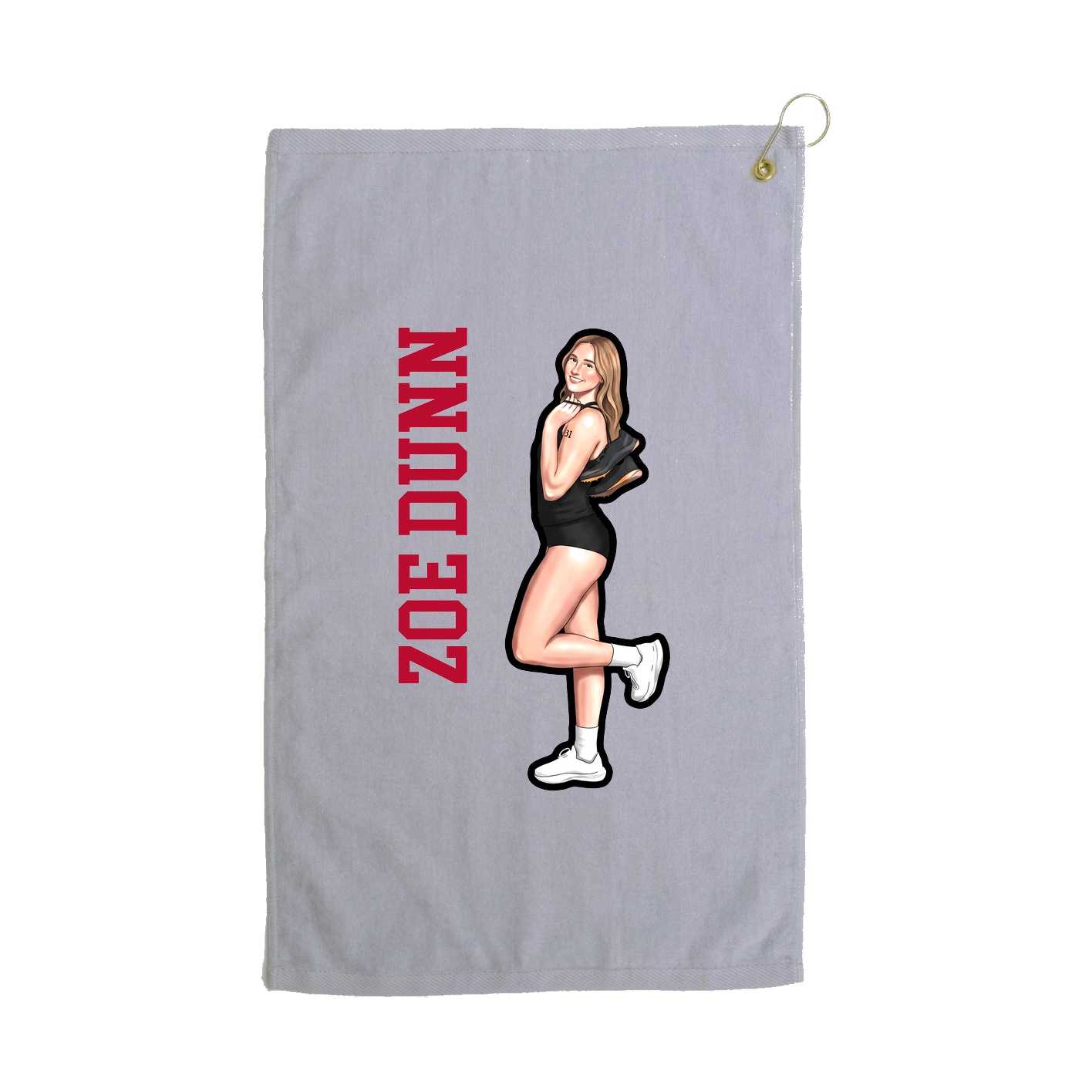 Golf Towel — Name Vertical in Grey