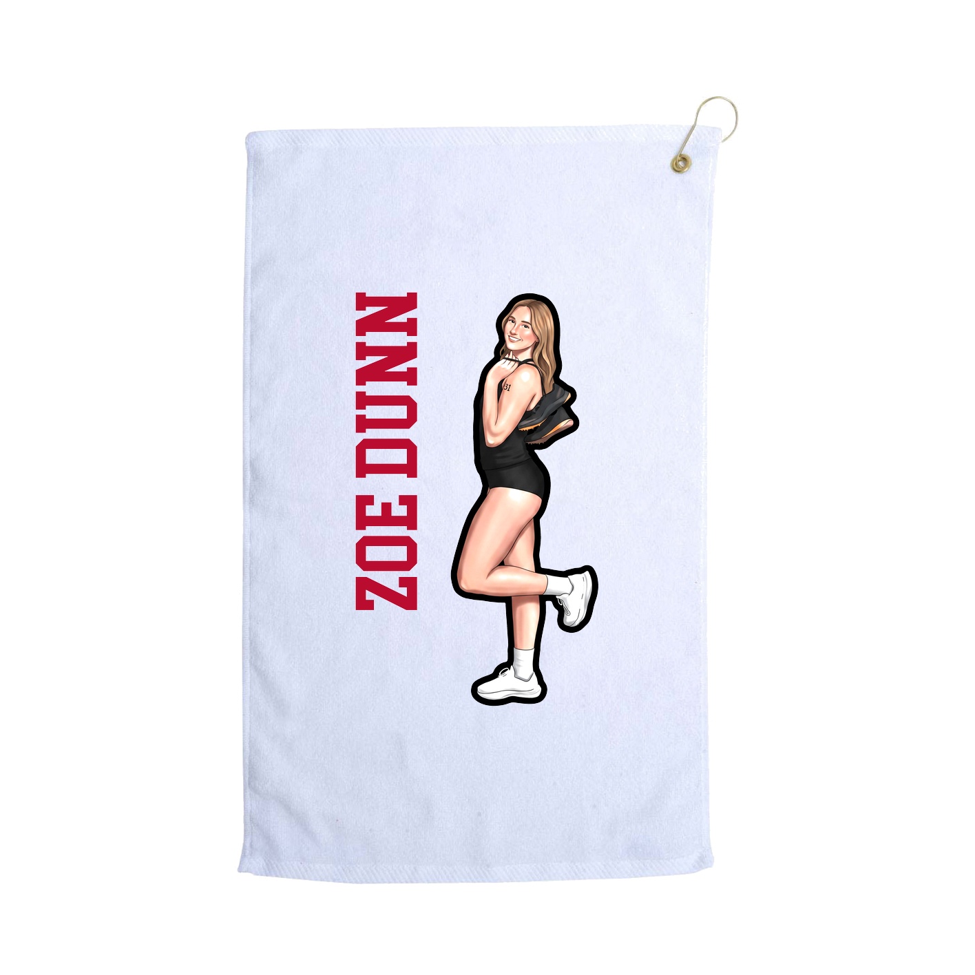 Golf Towel — Name Vertical in White