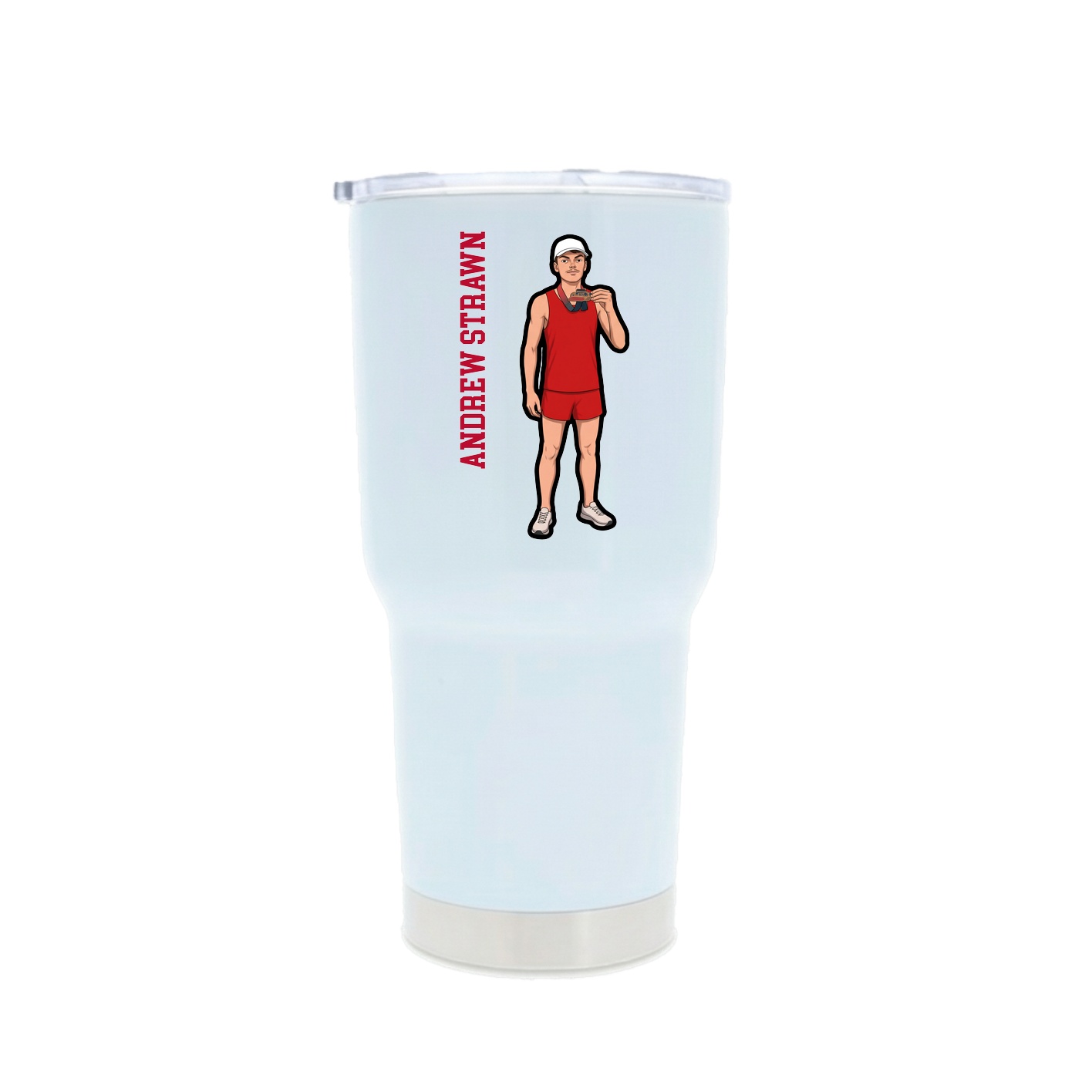 30oz Stainless Steel Tumbler — Name Vertical in White