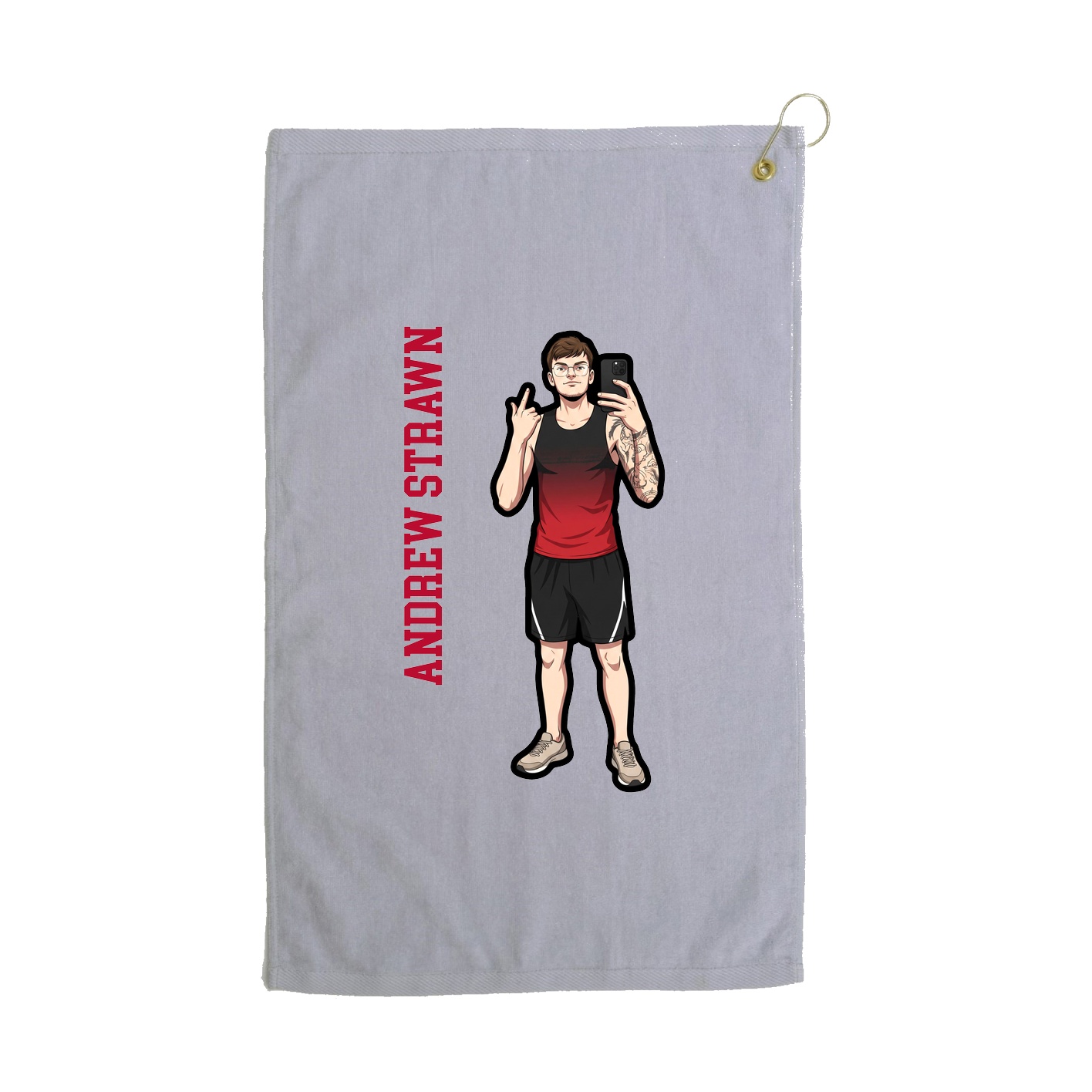 Golf Towel — Name Vertical in Grey