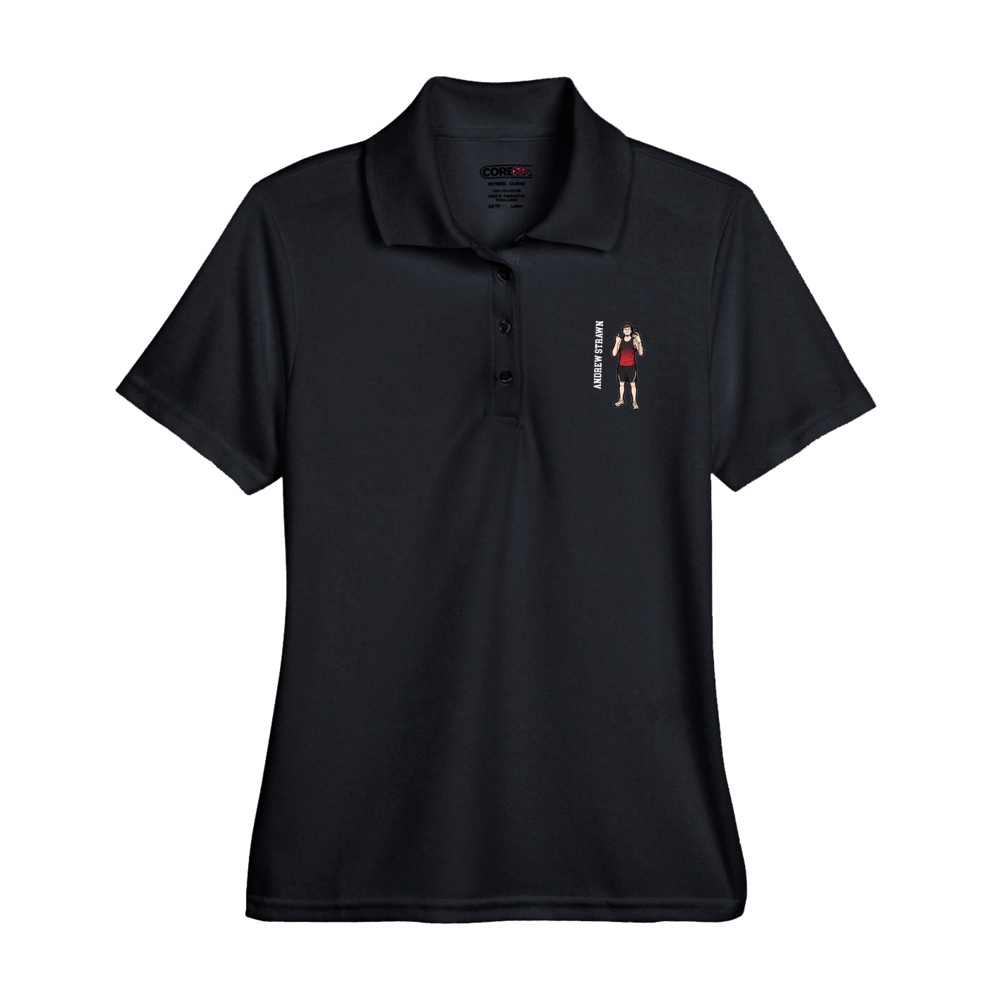 Womens Performance Polo — Name Vertical in Black