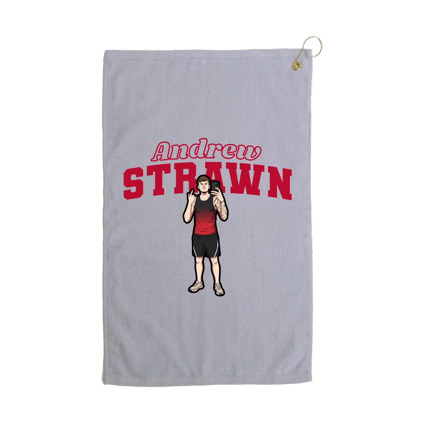 Golf Towel — Name Arch in Grey