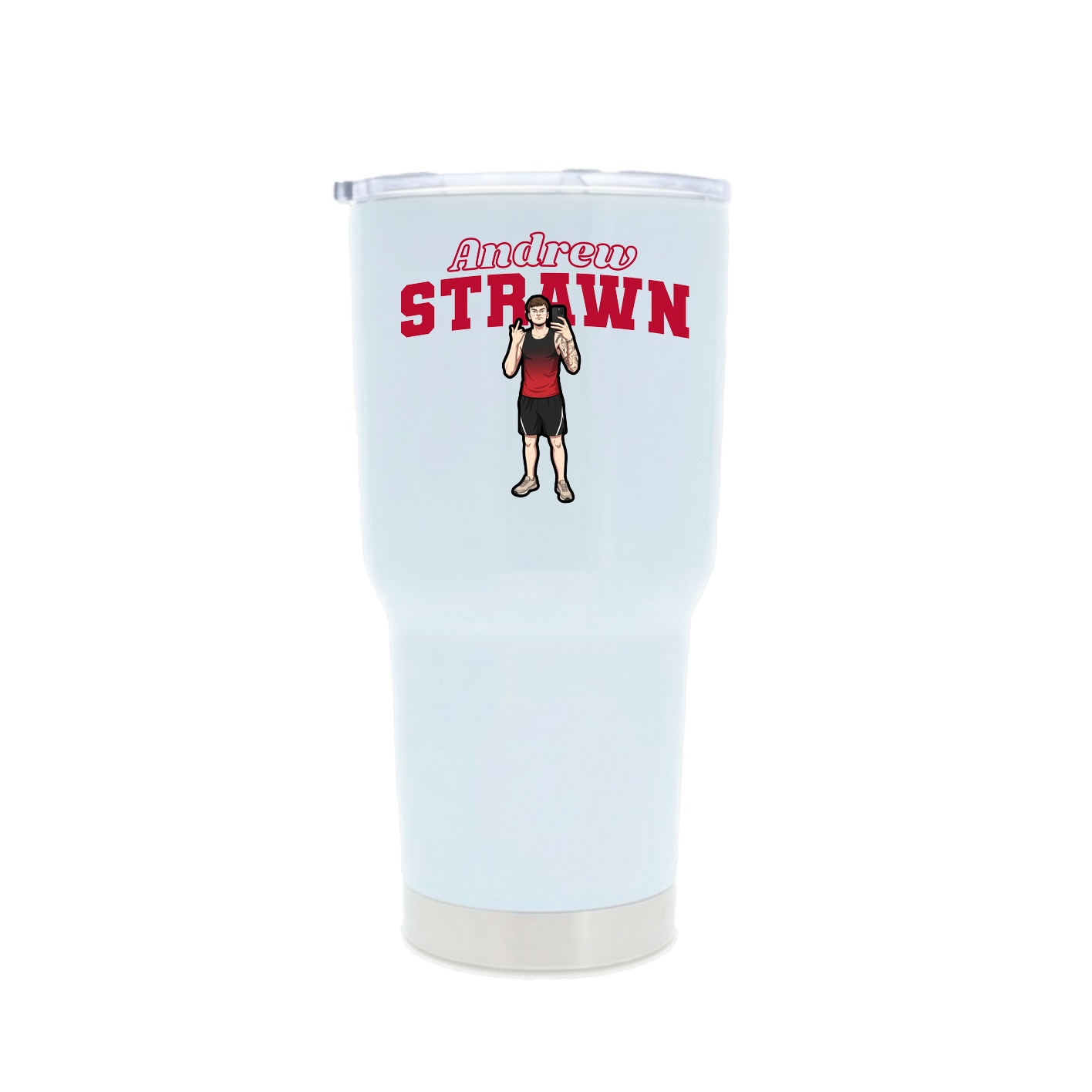 30oz Stainless Steel Tumbler — Name Arch in White