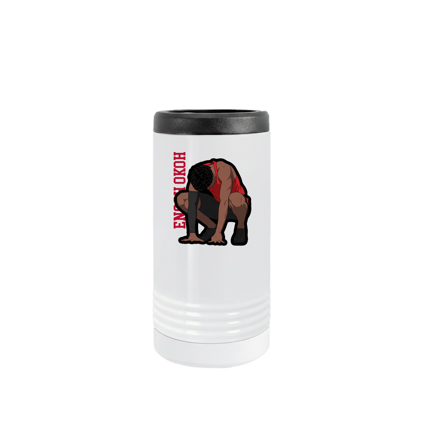 Slim Beverage Holder — Name Vertical in White