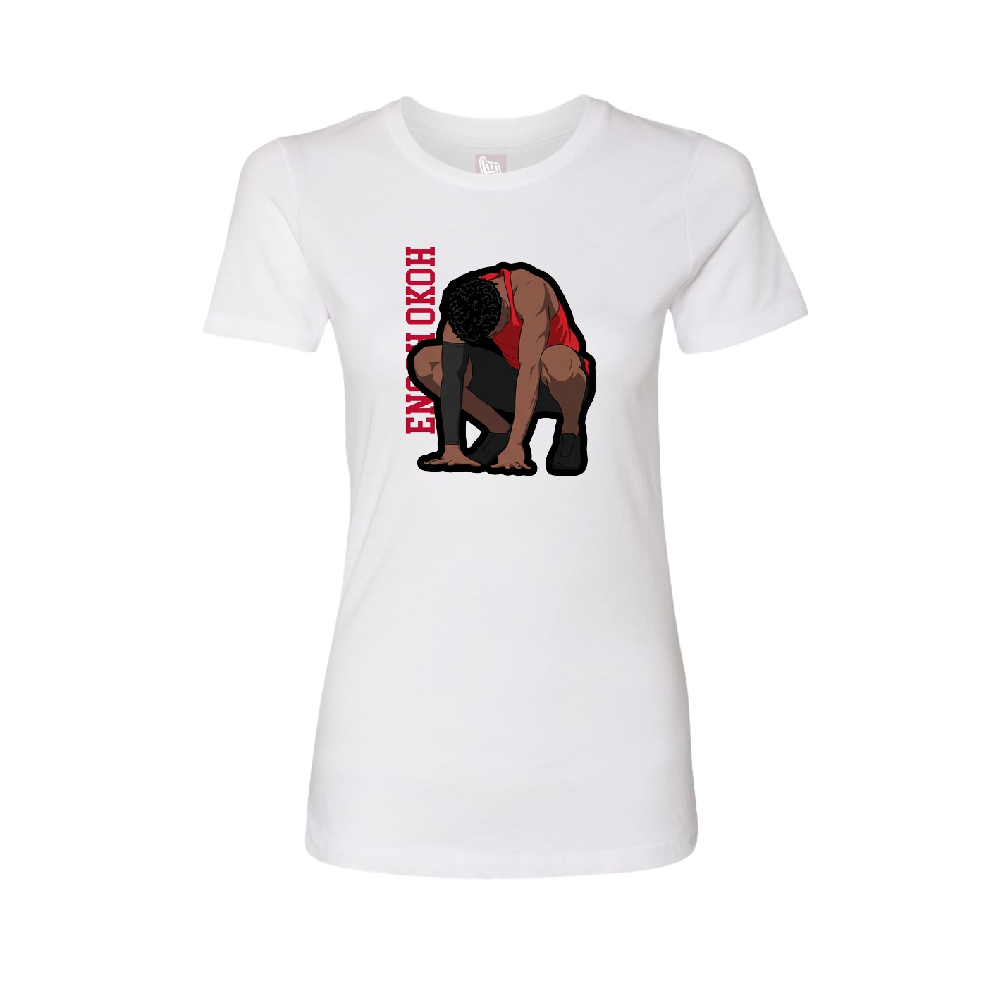 Fitted Women's Tee — Name Vertical in White
