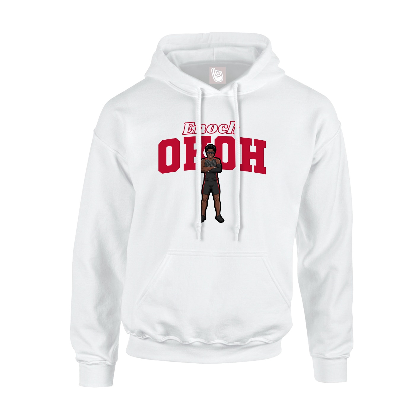 Youth Hoodie — Name Arch in White