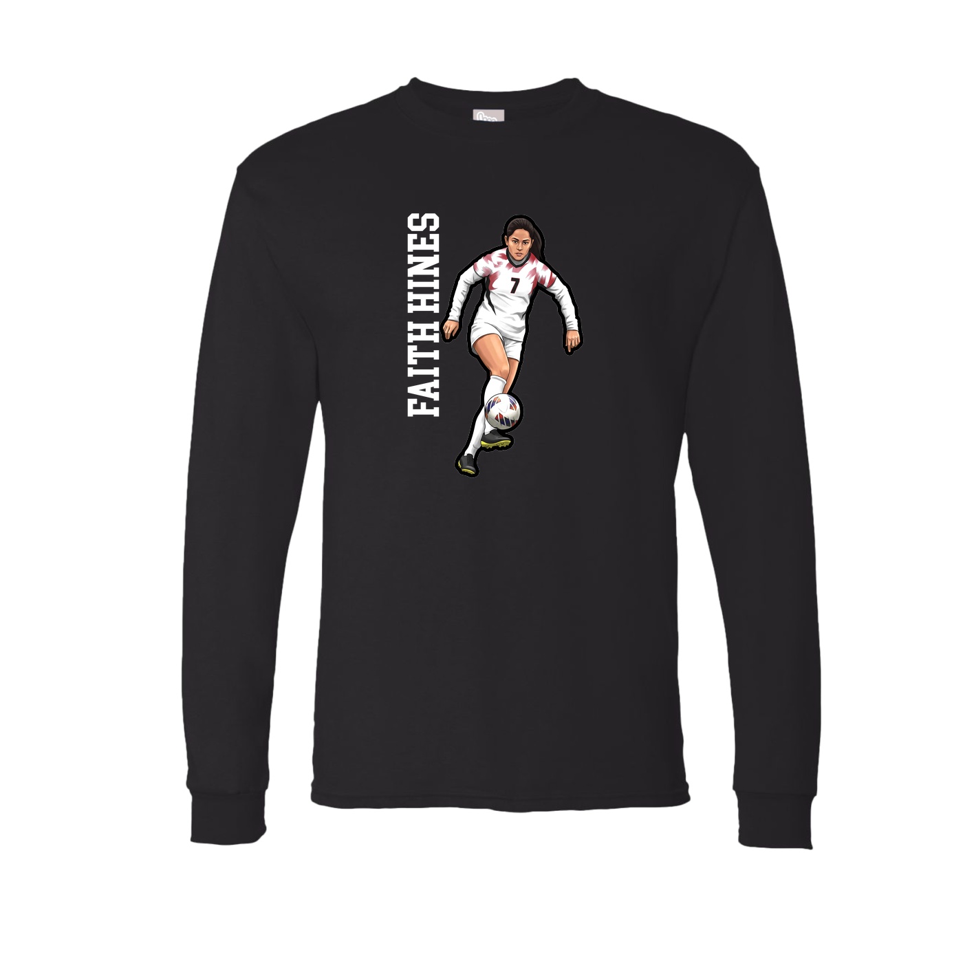 Long Sleeve Tee — Name Vertical in Black