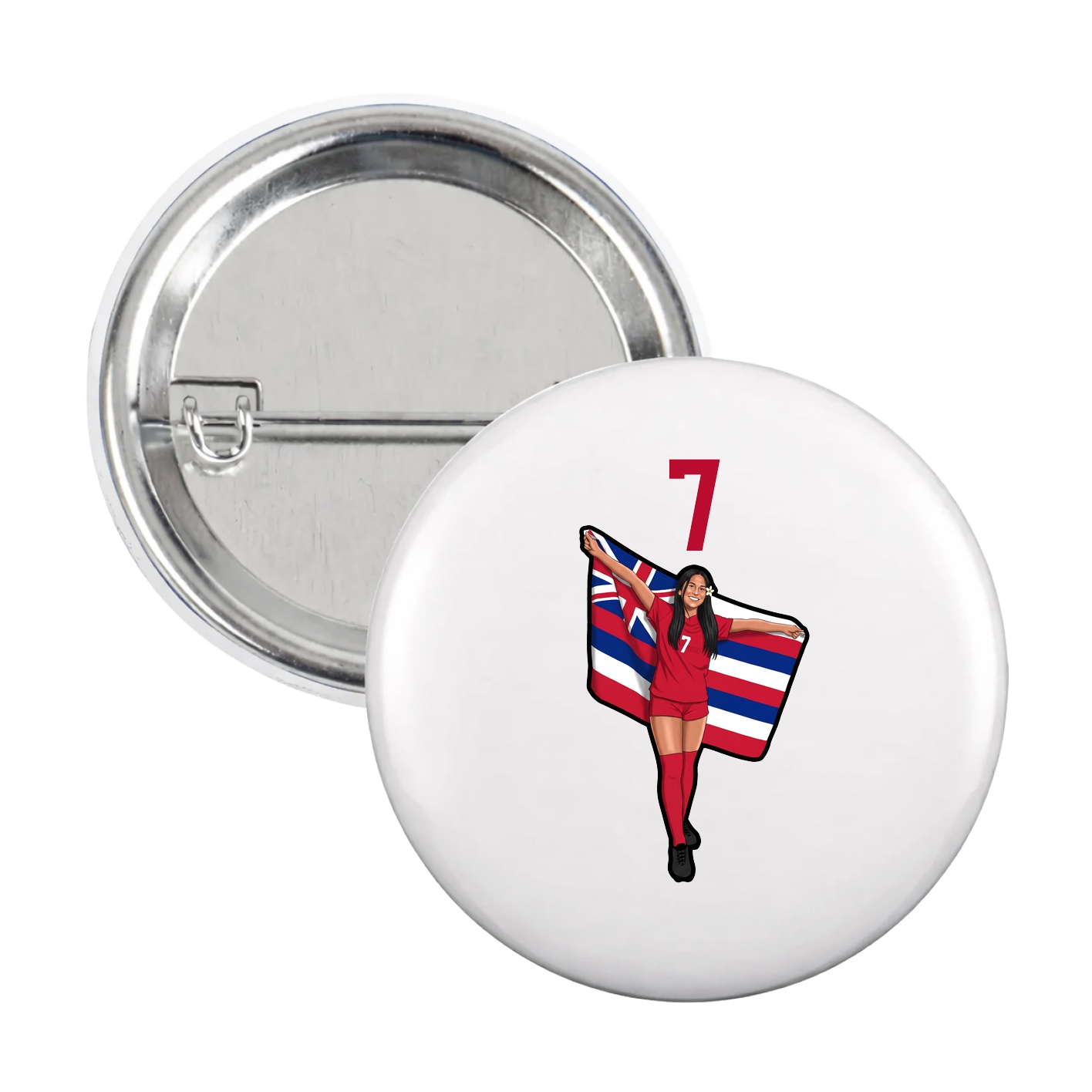 Game Day Button — Number Top in White