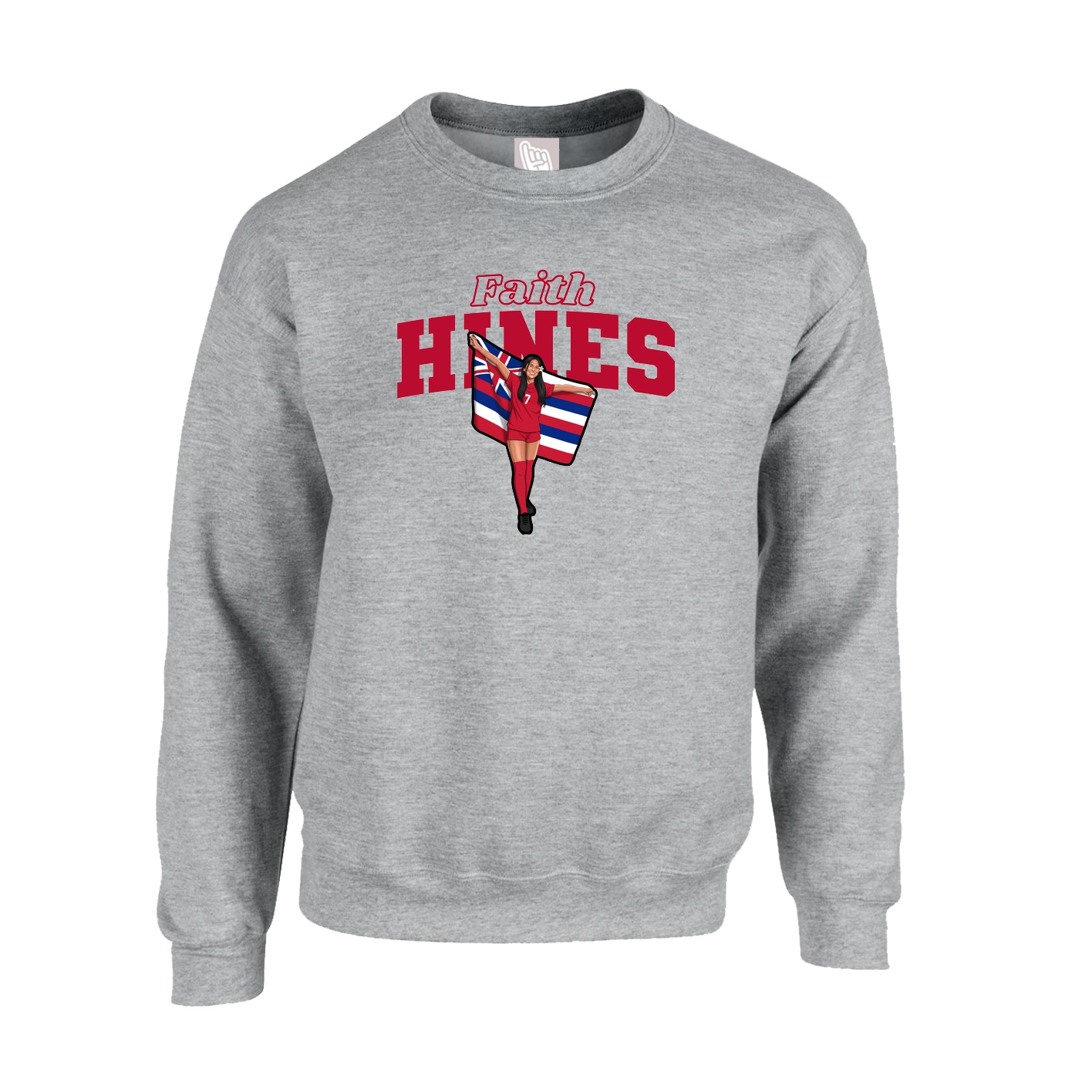 Fleece Crew — Name Arch in Grey