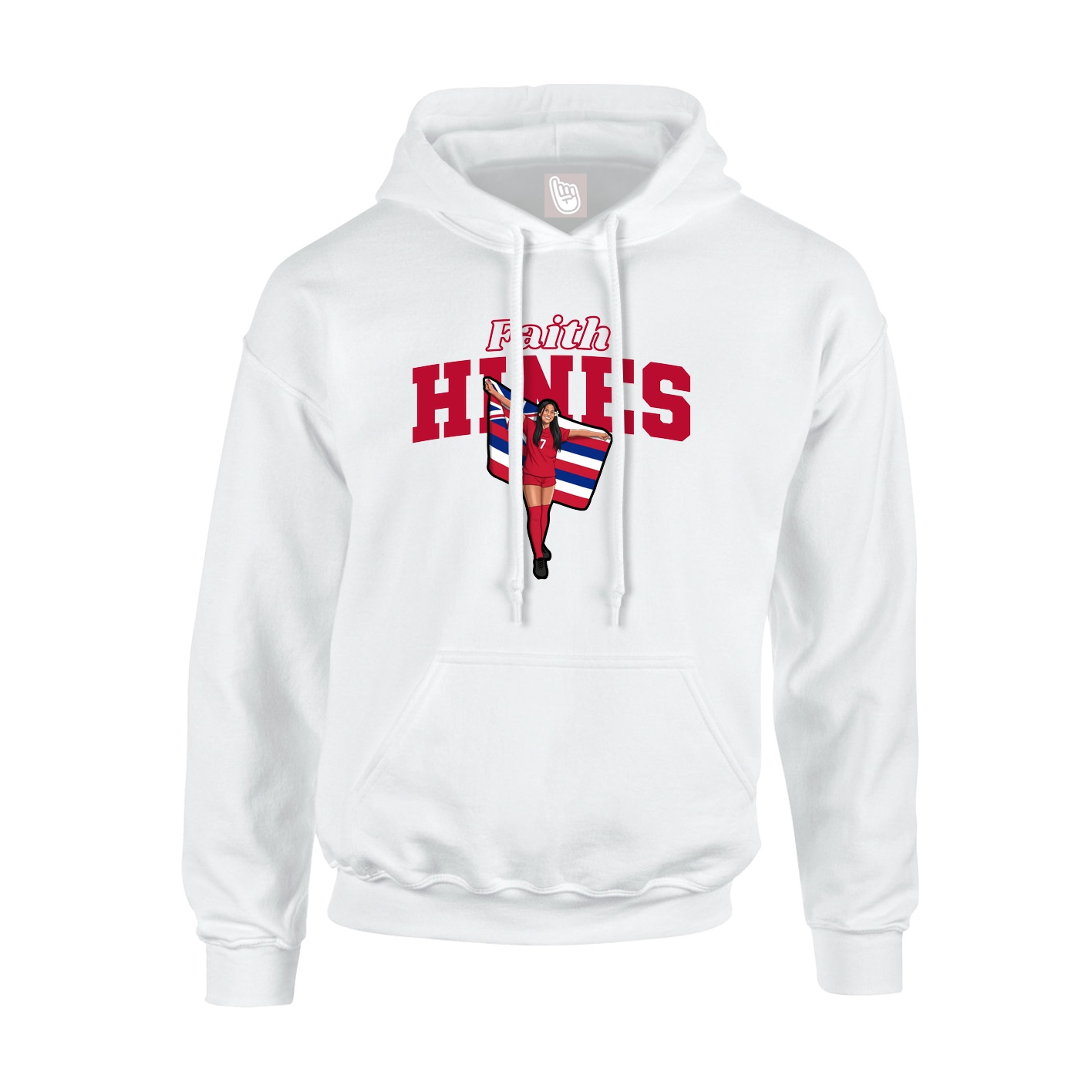 Youth Hoodie — Name Arch in White