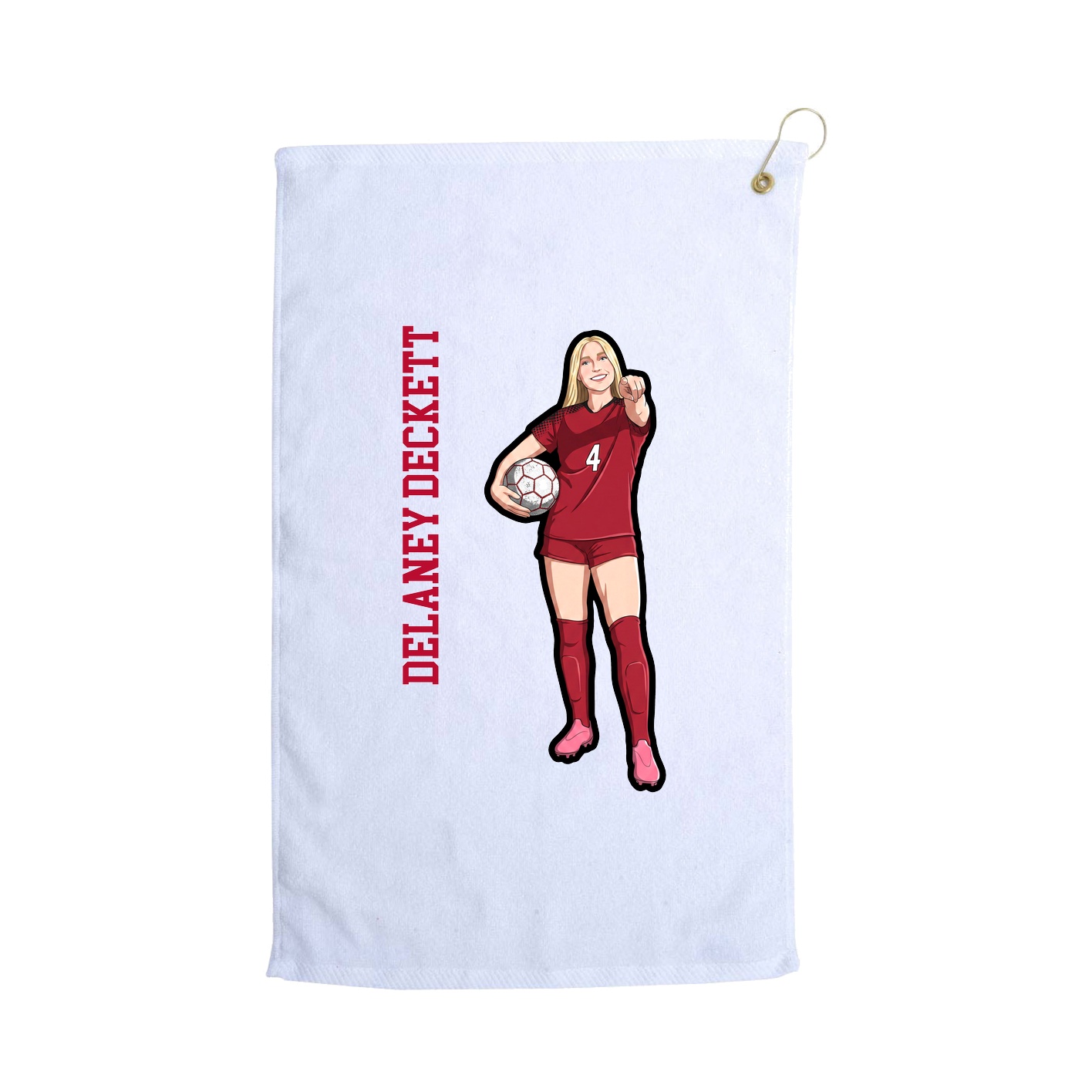 Golf Towel — Name Vertical in White