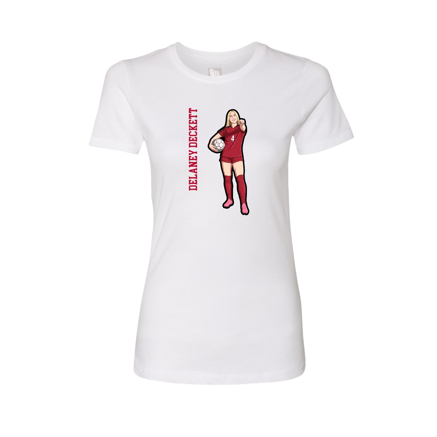 Fitted Women's Tee — Name Vertical in White