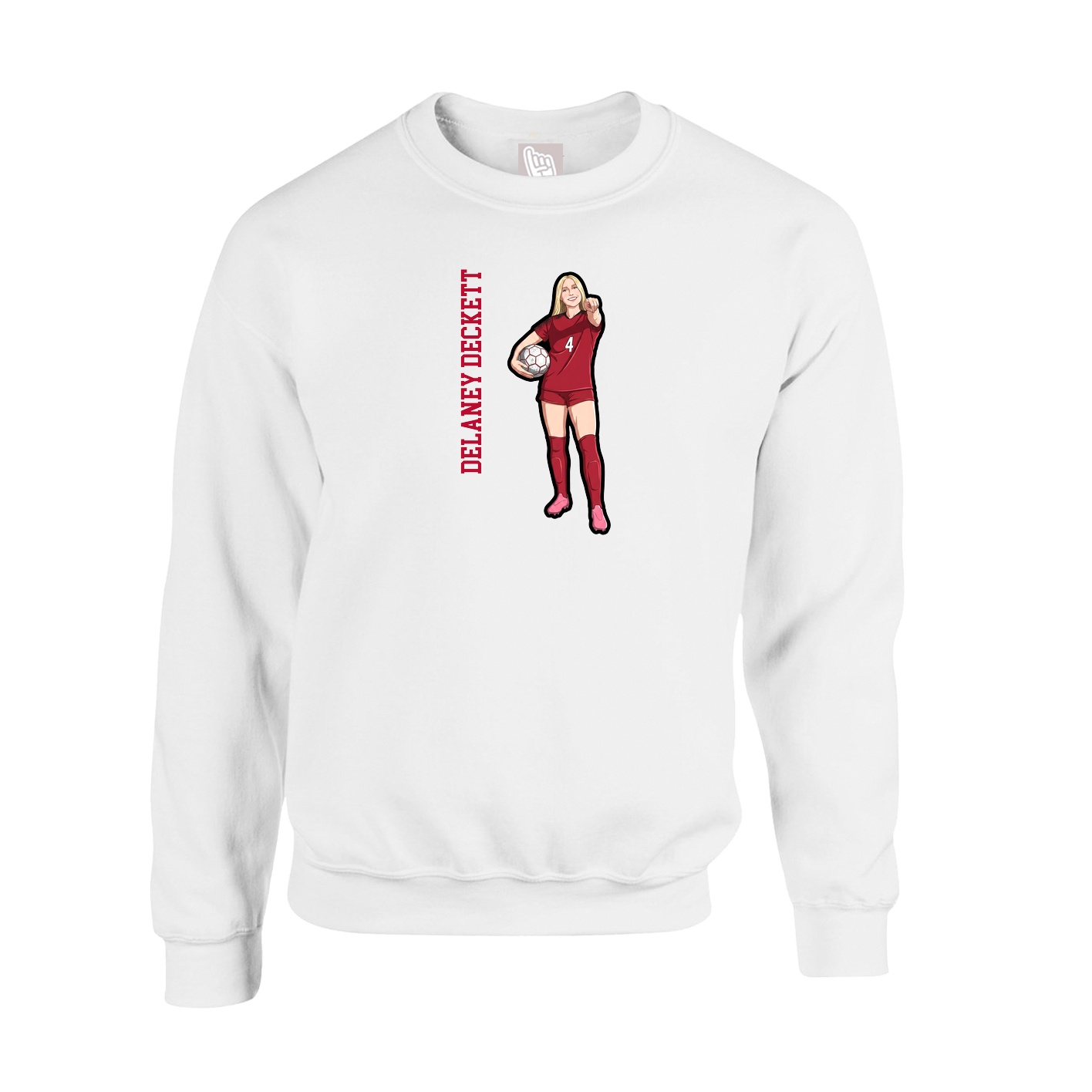 Fleece Crew — Name Vertical in White