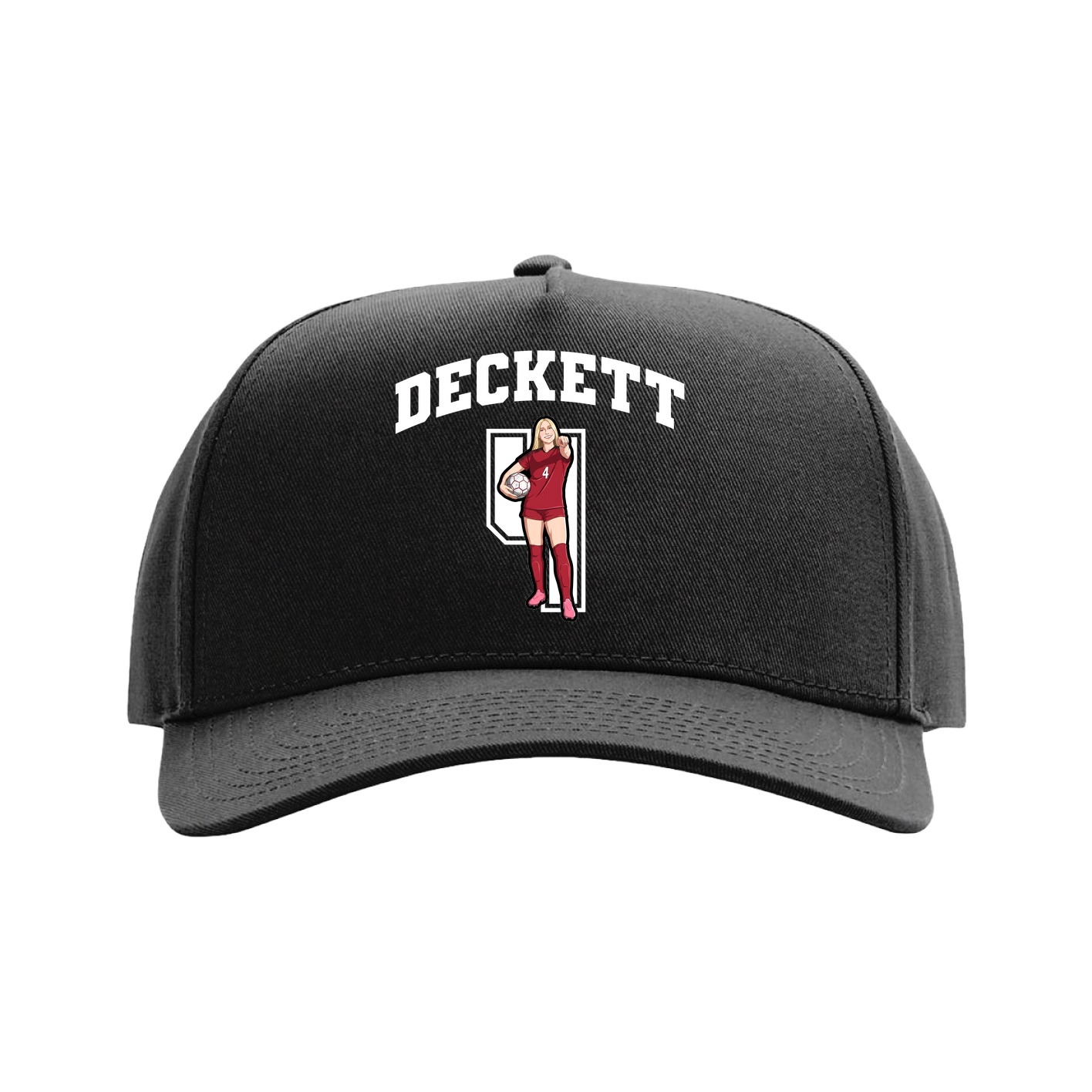 Full Fabric Five-Panel Champ Cap — Number in Black