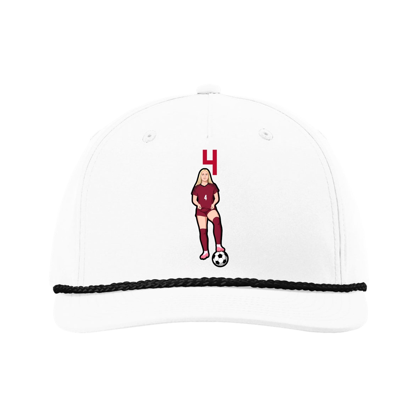 Five-Panel Classic Rope Cap — Number Top in White