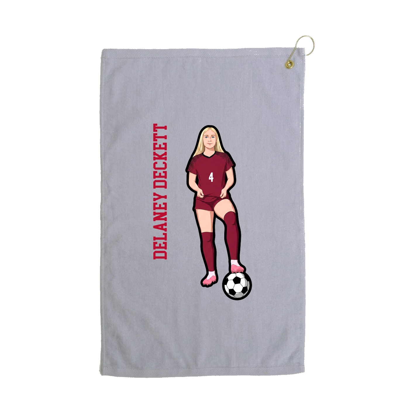 Golf Towel — Name Vertical in Grey
