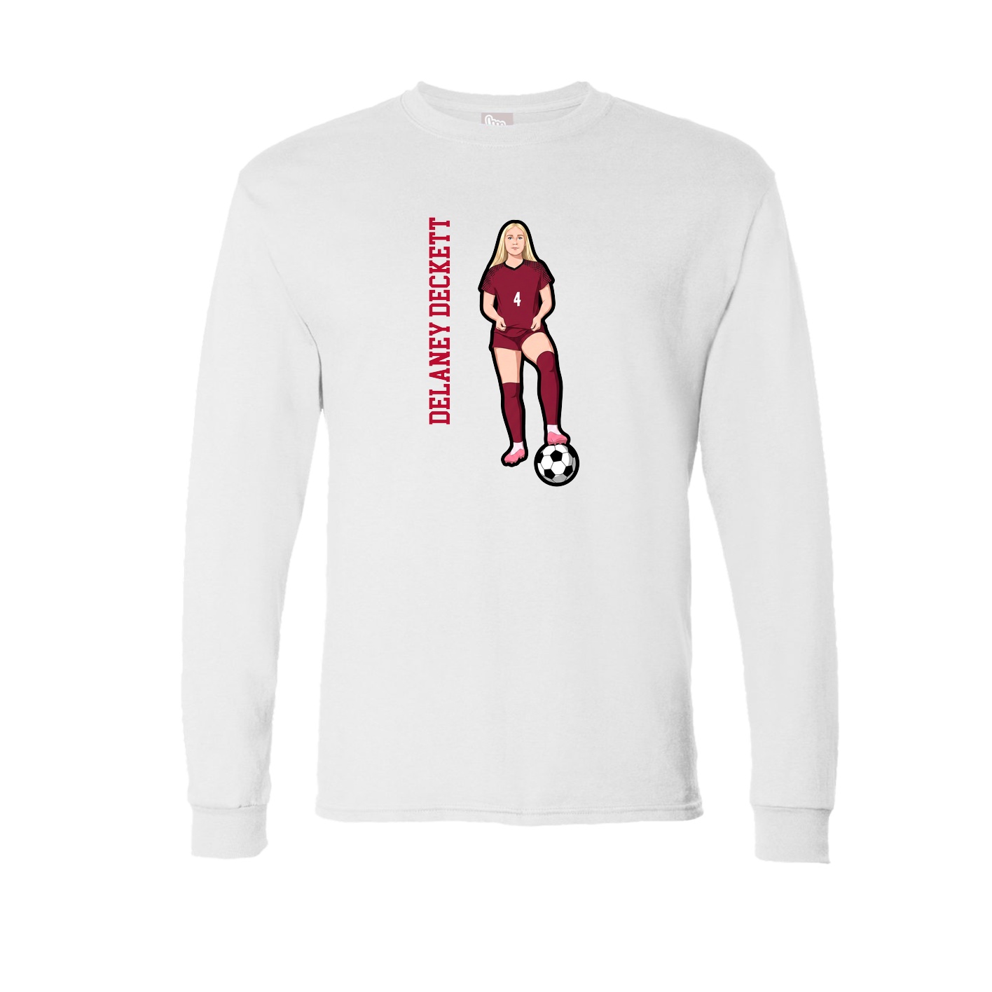 Long Sleeve Tee — Name Vertical in White