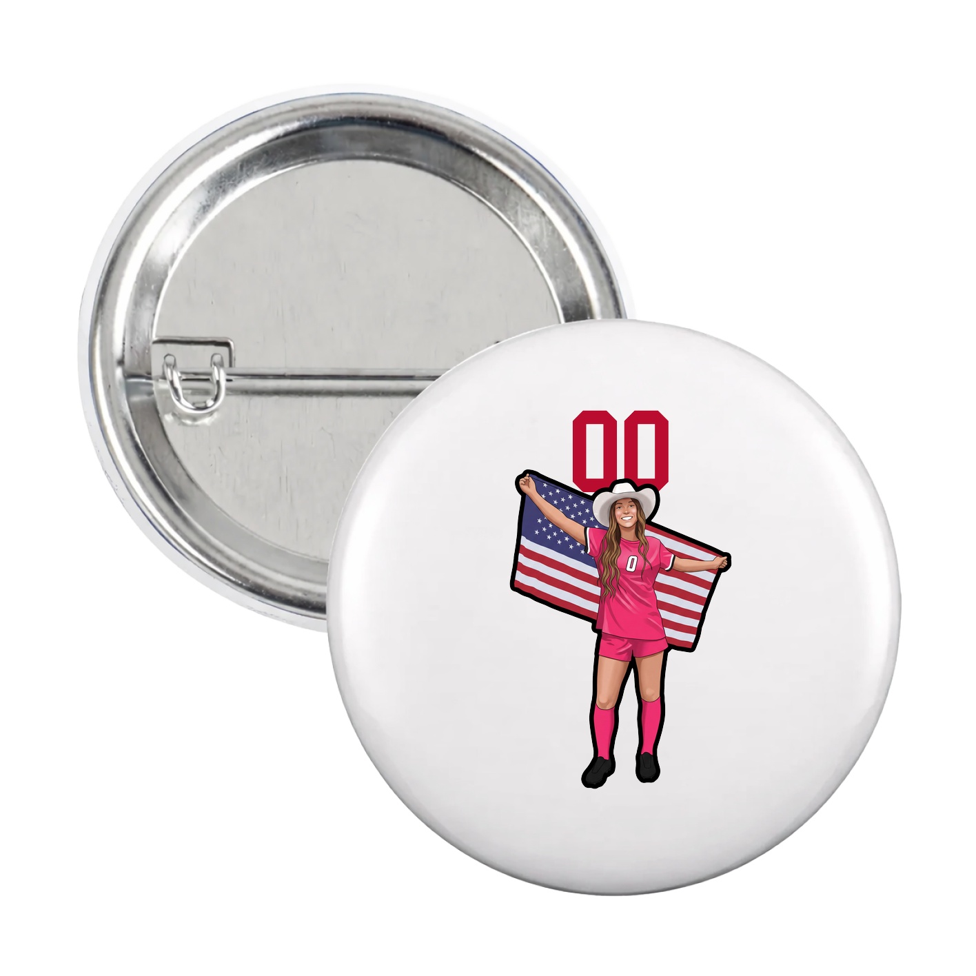 Game Day Button — Number Top in White