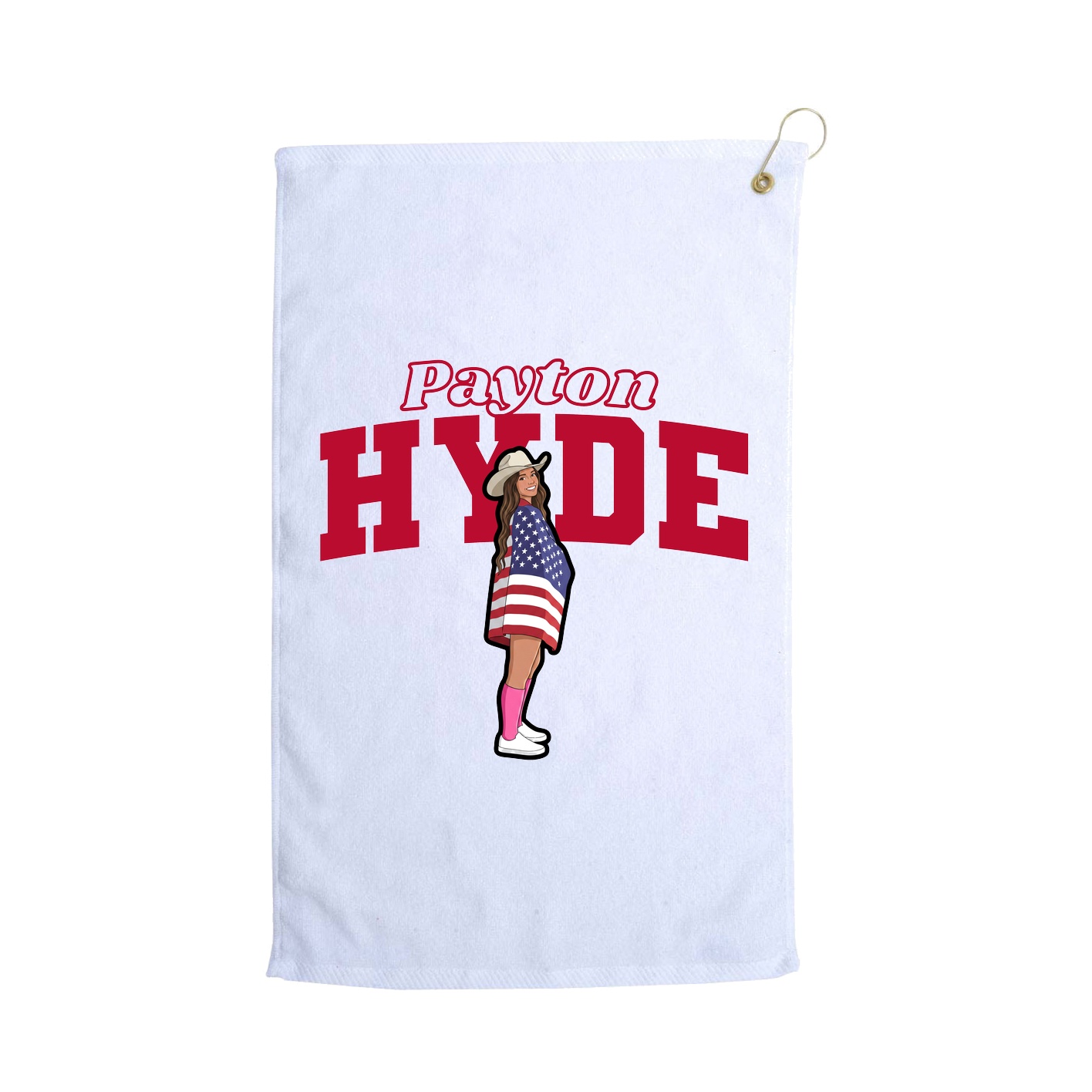Golf Towel — Name Arch in White