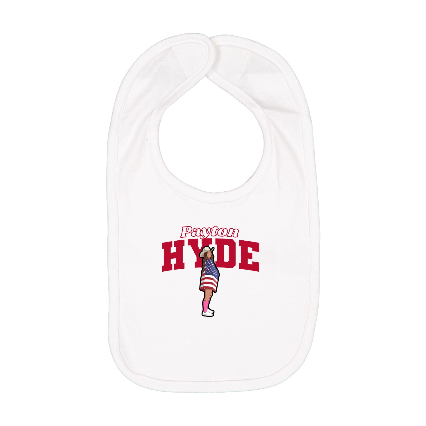 Infant Bib — Name Arch in White