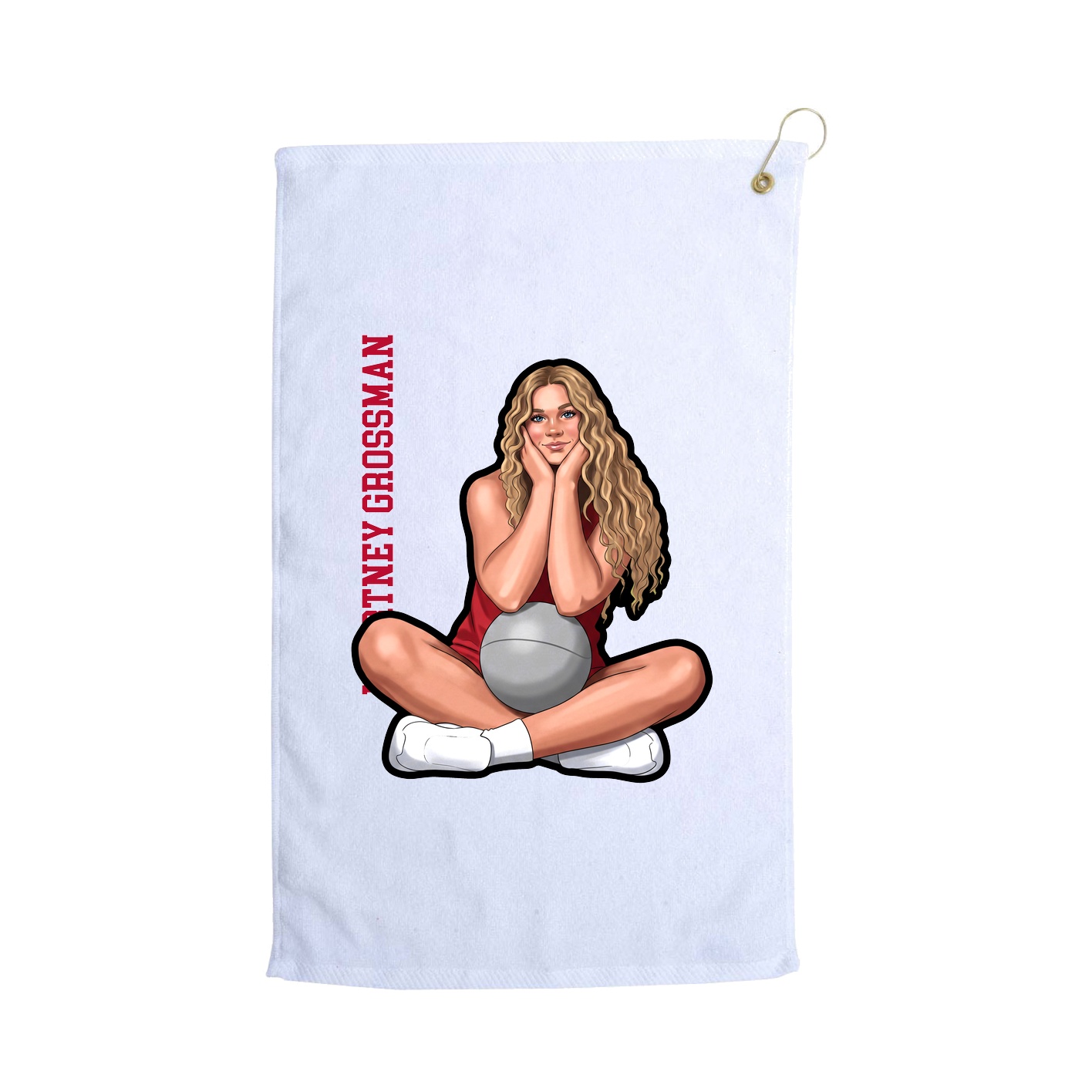 Golf Towel — Name Vertical in White