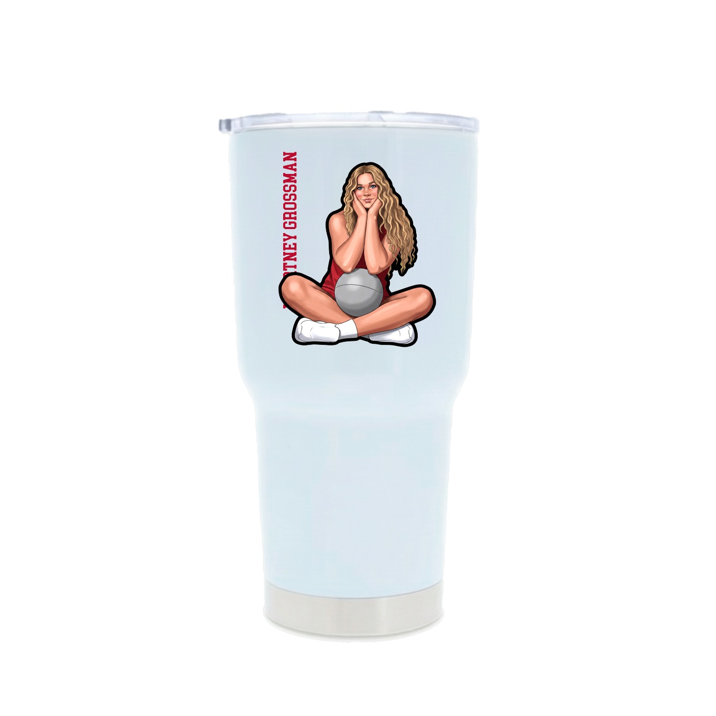 30oz Stainless Steel Tumbler — Name Vertical in White