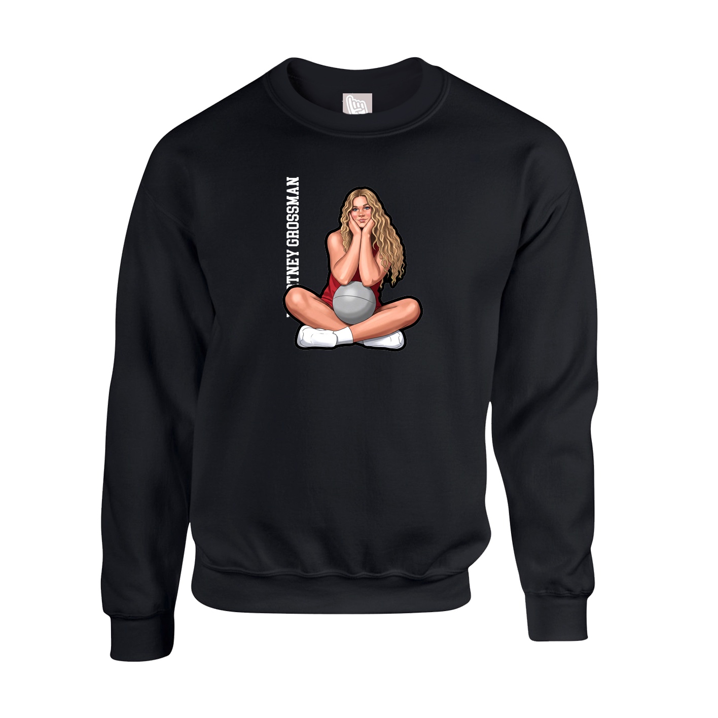 Fleece Crew — Name Vertical in Black