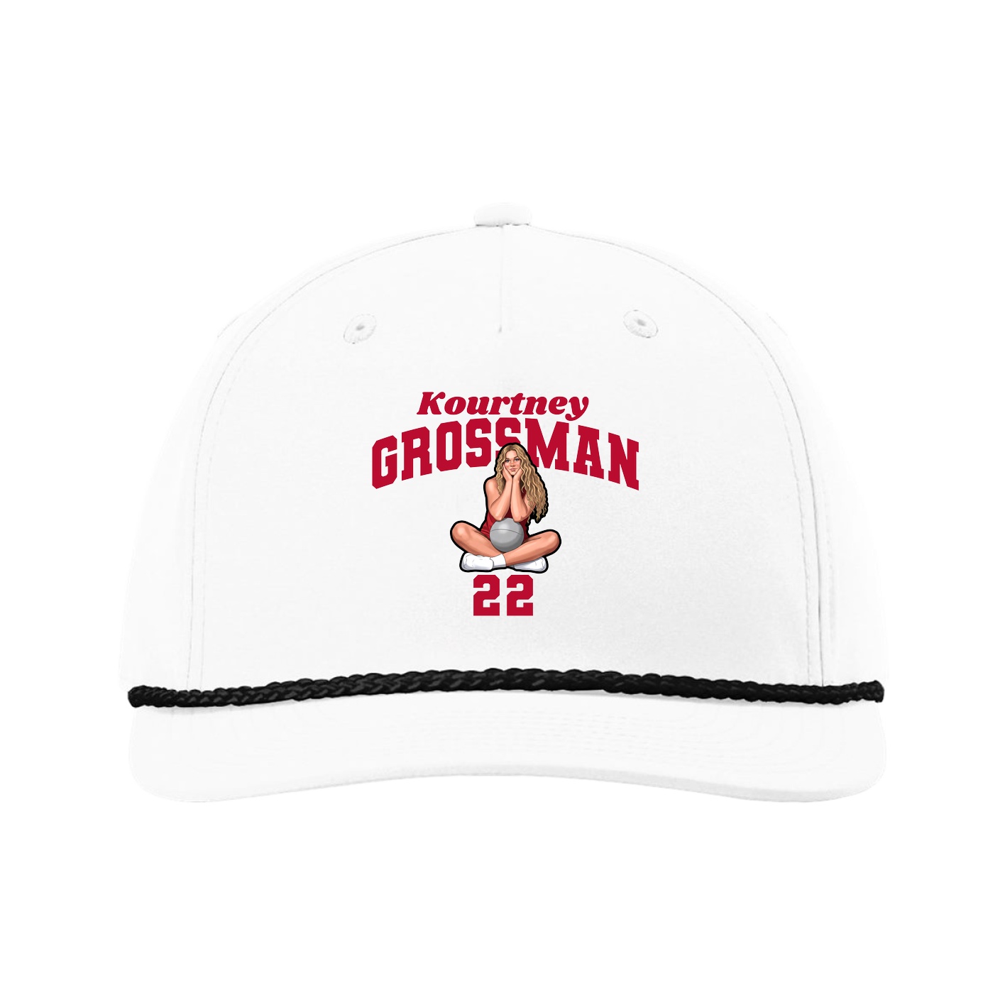Five-Panel Classic Rope Cap — Signature Arch in White