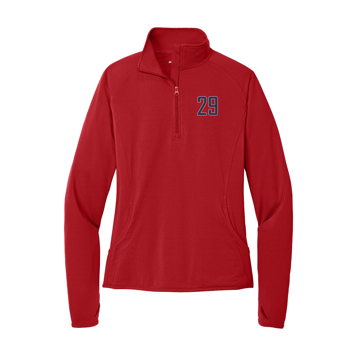 Women's Q-Zip Pullover — Front Shirsy in Red