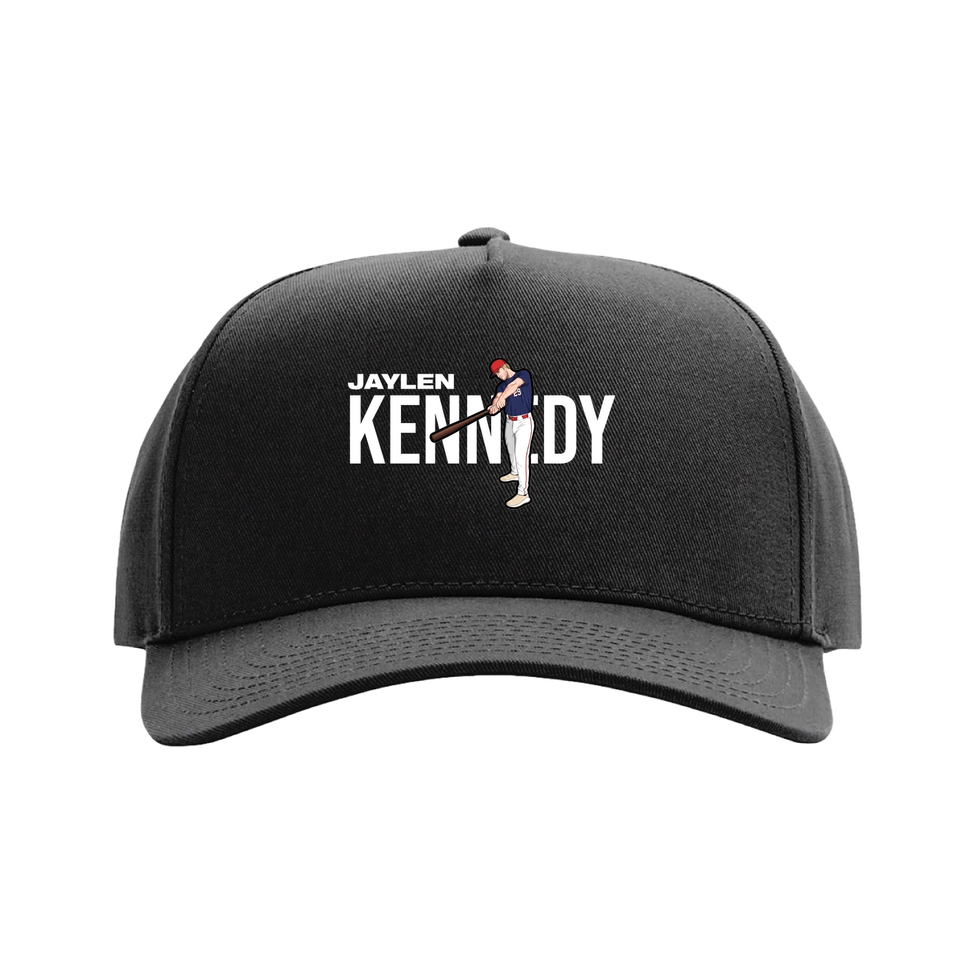 Full Fabric Five-Panel Champ Cap — Player Name in Black
